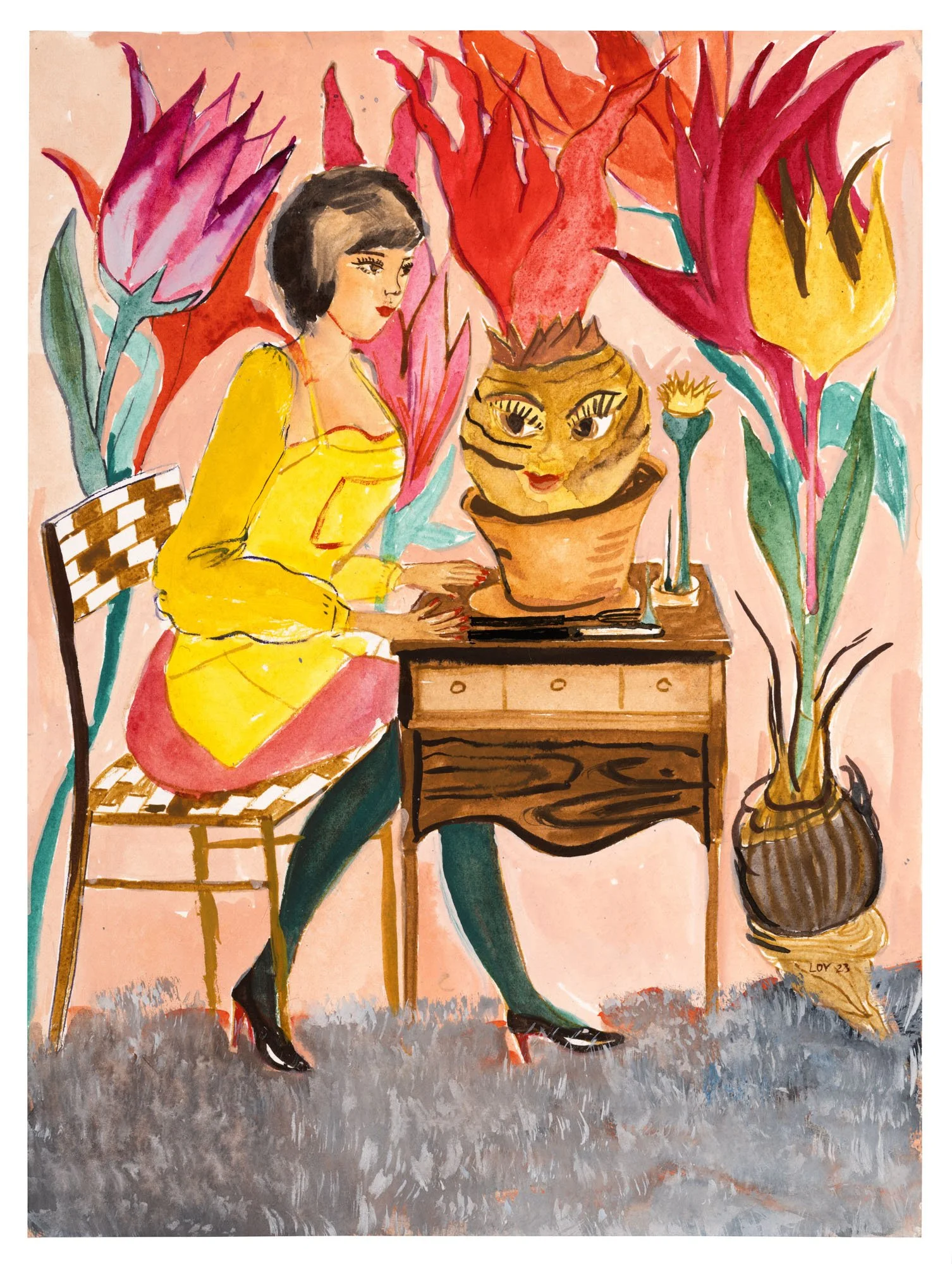 Rosa Loy
  Delicatessen (Delikatessen) , 2023
 Watercolor on paper
 12 1/4 x 9 1/8 inches, 31 x 23 cm