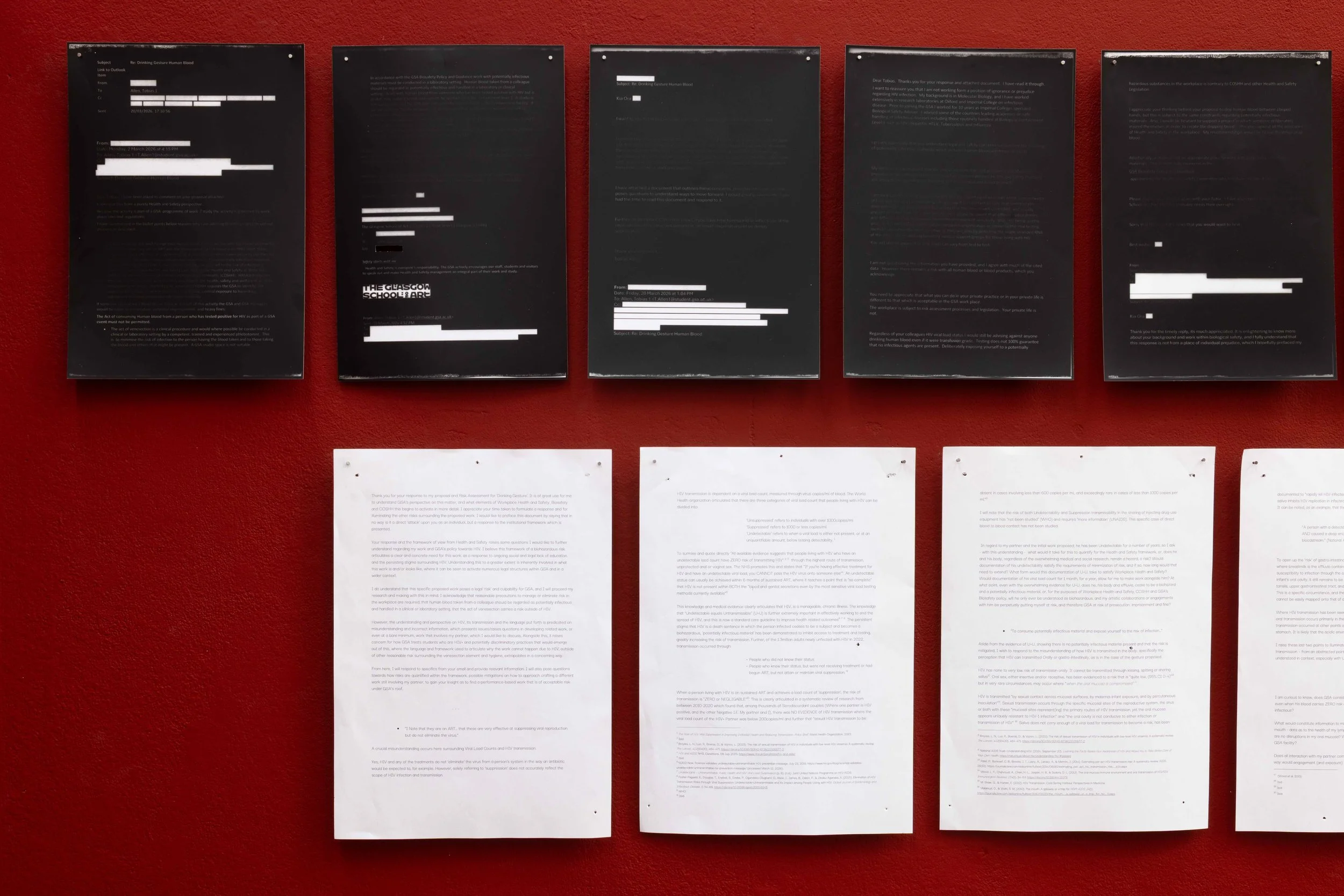 'AN EMAIL IS AN IMAGE IS AN INSTRUCTION'
PHOTOGRAMS ON ILFORD MGRC RESIN COATED PAPER, INKJET ON COPY PAPER
2026