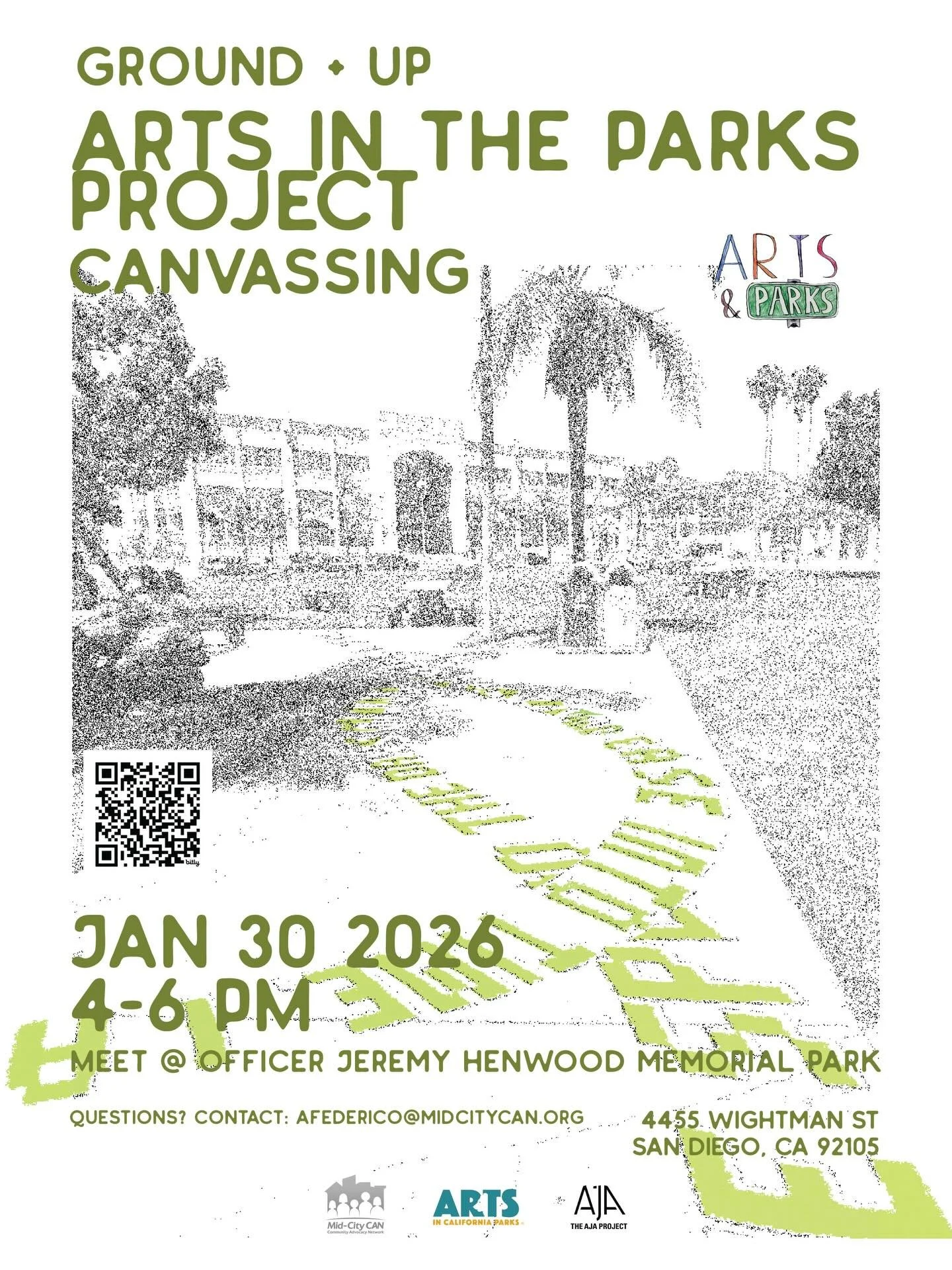 Come join us on Jan 30th, 2026 for volunteer canvassing for the &ldquo;Ground Up&rdquo; Arts in Parks project led by @theajaproject and @midcitycan We&rsquo;ll be gathering community input to implement youth-led designs for Officer Jeremy Henwoods Pa