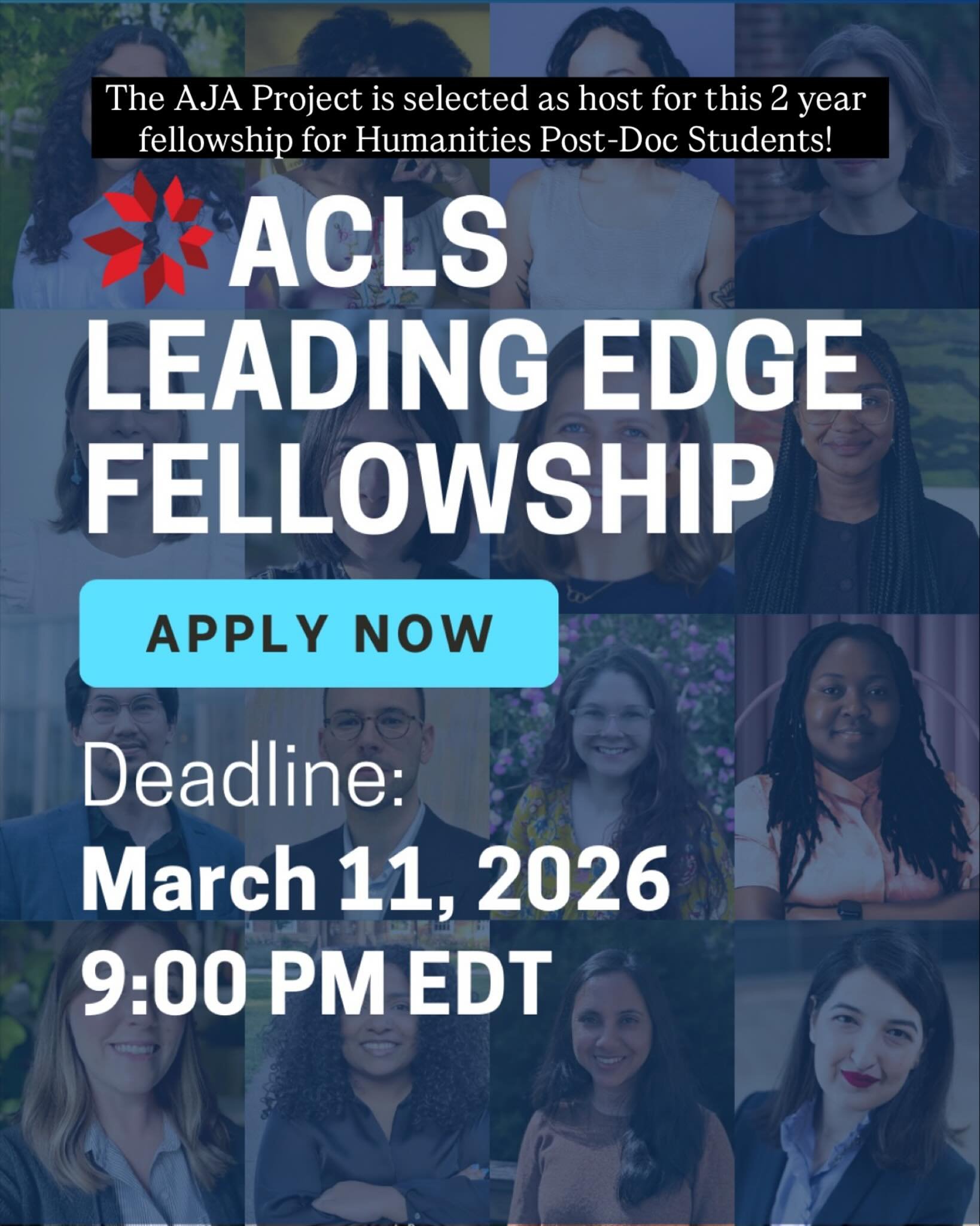 We are pleased to announce our participation as a host institution for the
ACLS Leading Edge Fellowship Program@ACLS1919, supported by the Mellon Foundation.
In 2026, the program will place recent humanities PhDs in two-year positions with organizati