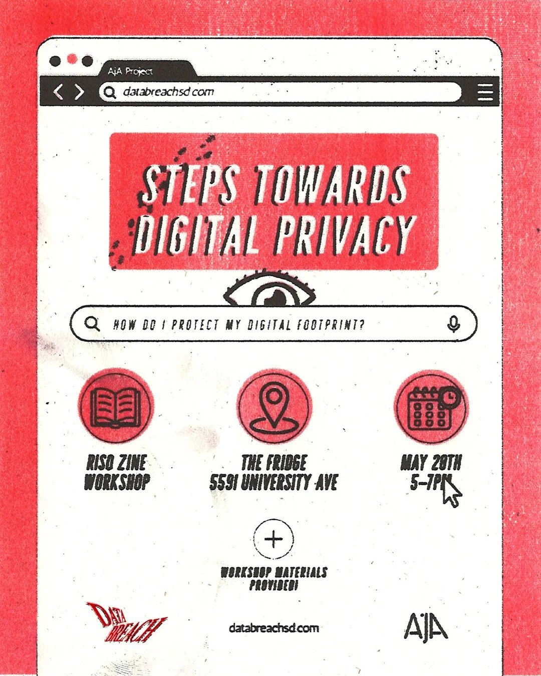Your digital privacy journey starts here. 🖨️
Join us for Steps Towards Digital Privacy, a free Riso zine workshop for all ages and all experience levels. We'll cover practical tools and habits &mdash; passwords, search engines, encrypted messaging, 