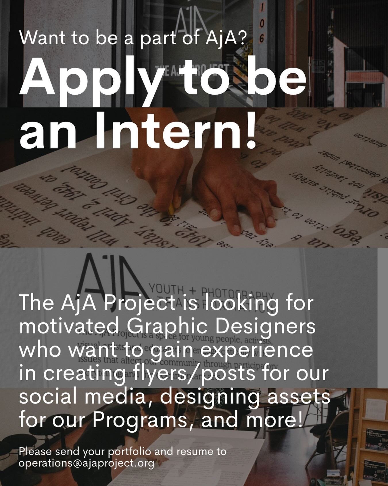 WE ARE LOOKING FOR GRAPHIC DESIGN INTERNS! 🧑&zwj;🎨

Ever wanted to be a part of The AjA Project&rsquo;s team? To be a part of San Diego&rsquo;s most lively and diverse neighborhood? We are looking for Graphic Design interns to help us create social