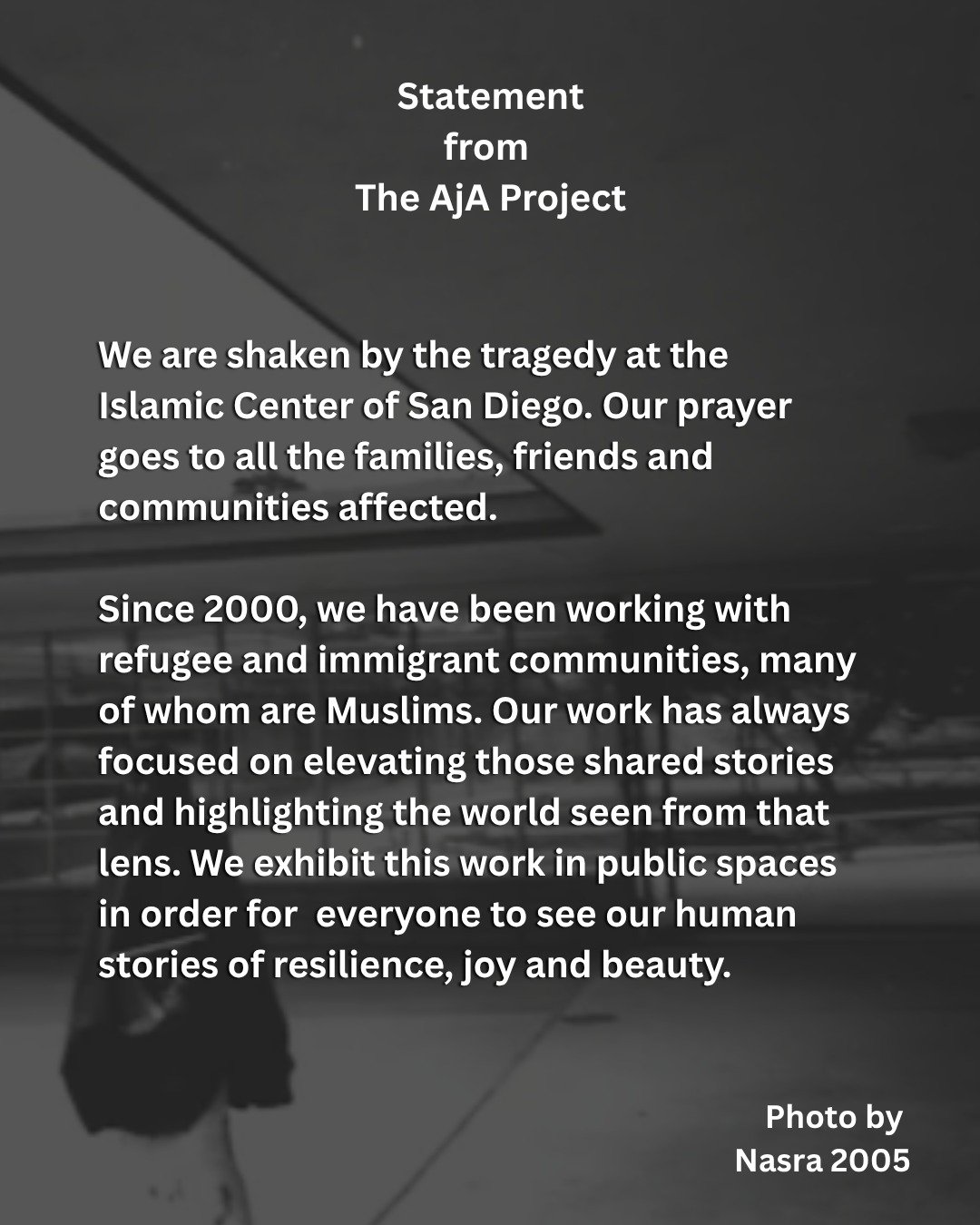 We are shaken by the tragedy at the Islamic Center of San Diego. Our prayer goes to all the families, friends and communities affected.

Since 2000, we have been working with refugee and immigrant communities, many of whom are Muslims. Our work has a