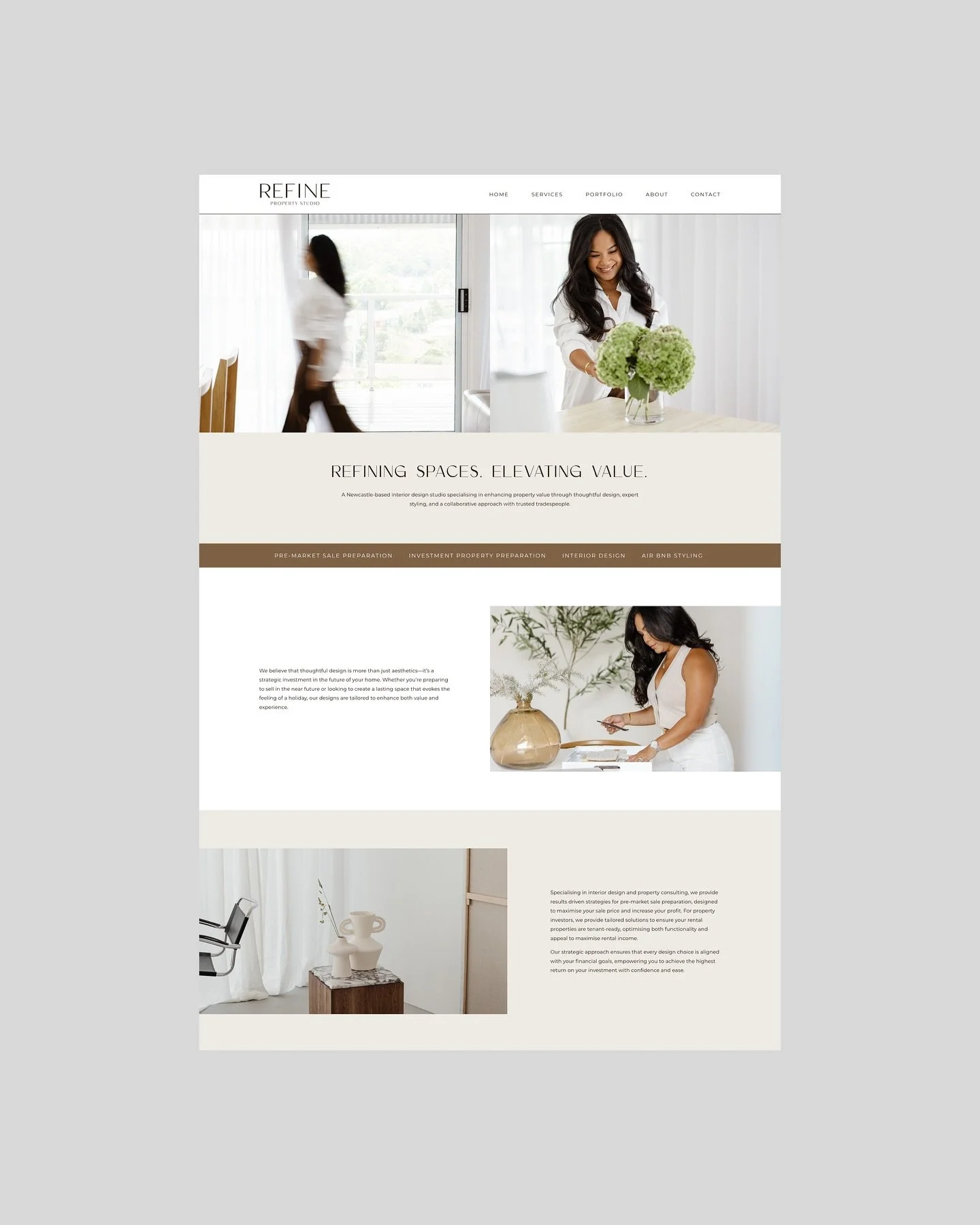 We created a custom Squarespace website for Pinn at @refinepropertystudio, a Newcastle-based business specialising in pre-sale property preparation, interior design, and renovation services. ✨

Starting with a strong brand identity, we then developed