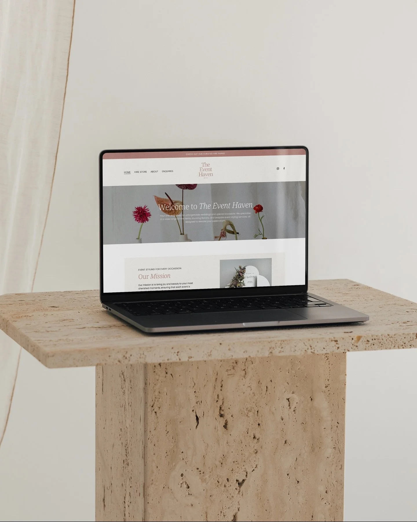 A beautiful website for @the.eventhaven, a Perth event styling &amp; hire studio that brings unforgettable celebrations to life. ✨ 
At Qwirki &amp; Co., we specialise in crafting wedding and event websites that feel elevated, intuitive, and true to y