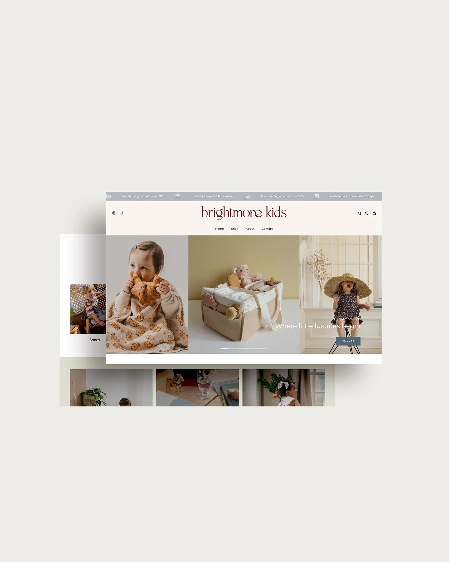 First Look at the new @brightmore_kids website! 🤍

This little website is nearly ready to make its debut. A Shopify eCommerce store paired with the beautiful branding we created, bringing Brightmore Kids&rsquo; luxury kids boutique to life online. ✨