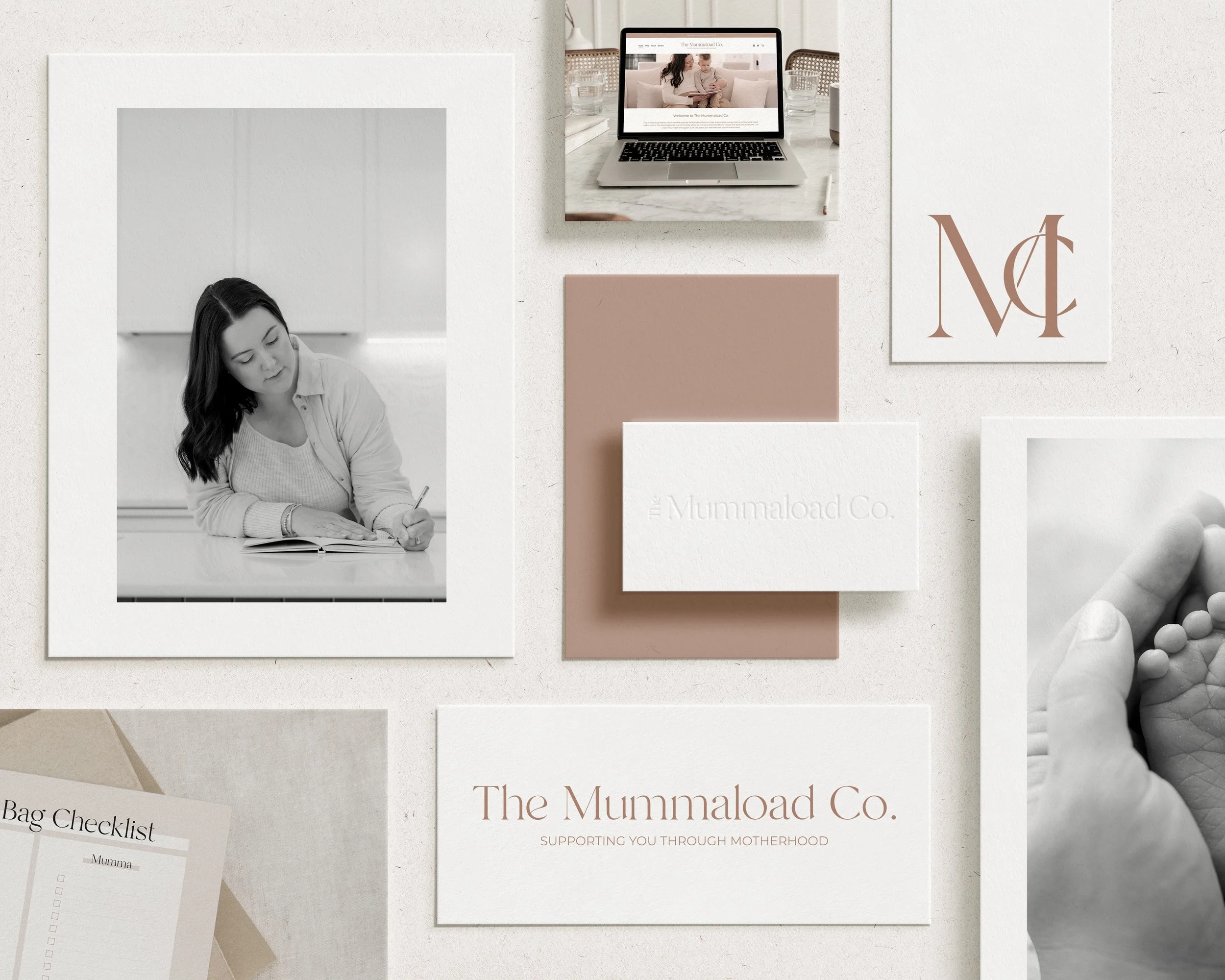 Branding and logo design for The Mummaload Co. by Qwirki & Co., featuring a refined visual identity and cohesive brand elements.