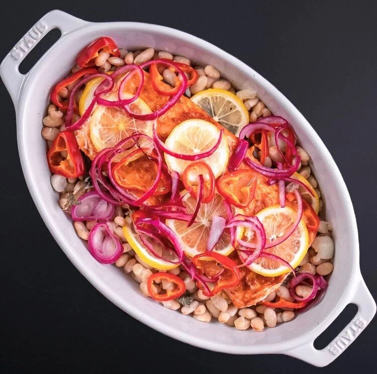 Spicy Salmon with Cannelloni Beans 