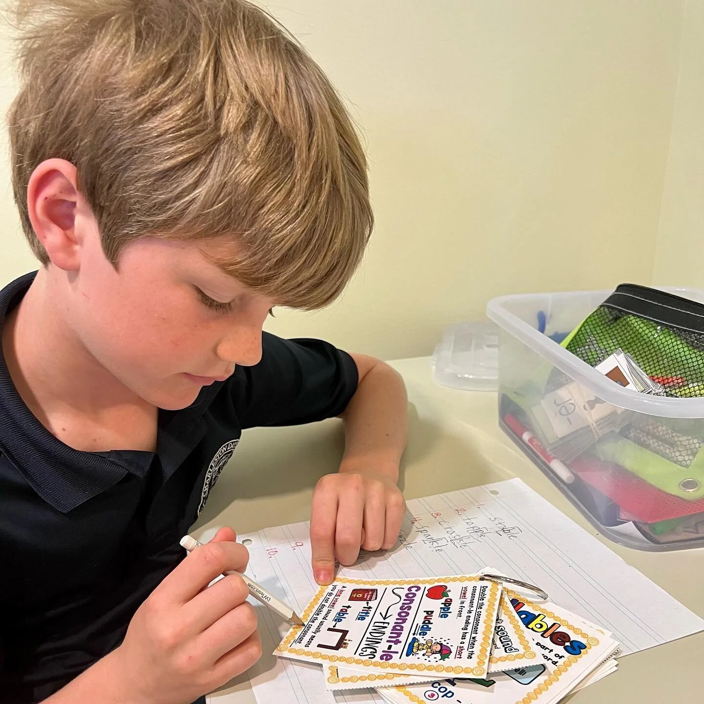 Having a written resource to refer to for the explicit teachings of Orton Gillingham is crucial to retention and success of the instruction. Our friend here was so excited that he was &ldquo;getting it&rdquo; he asked to do more! ❤️💙❤️💙 Thank you @