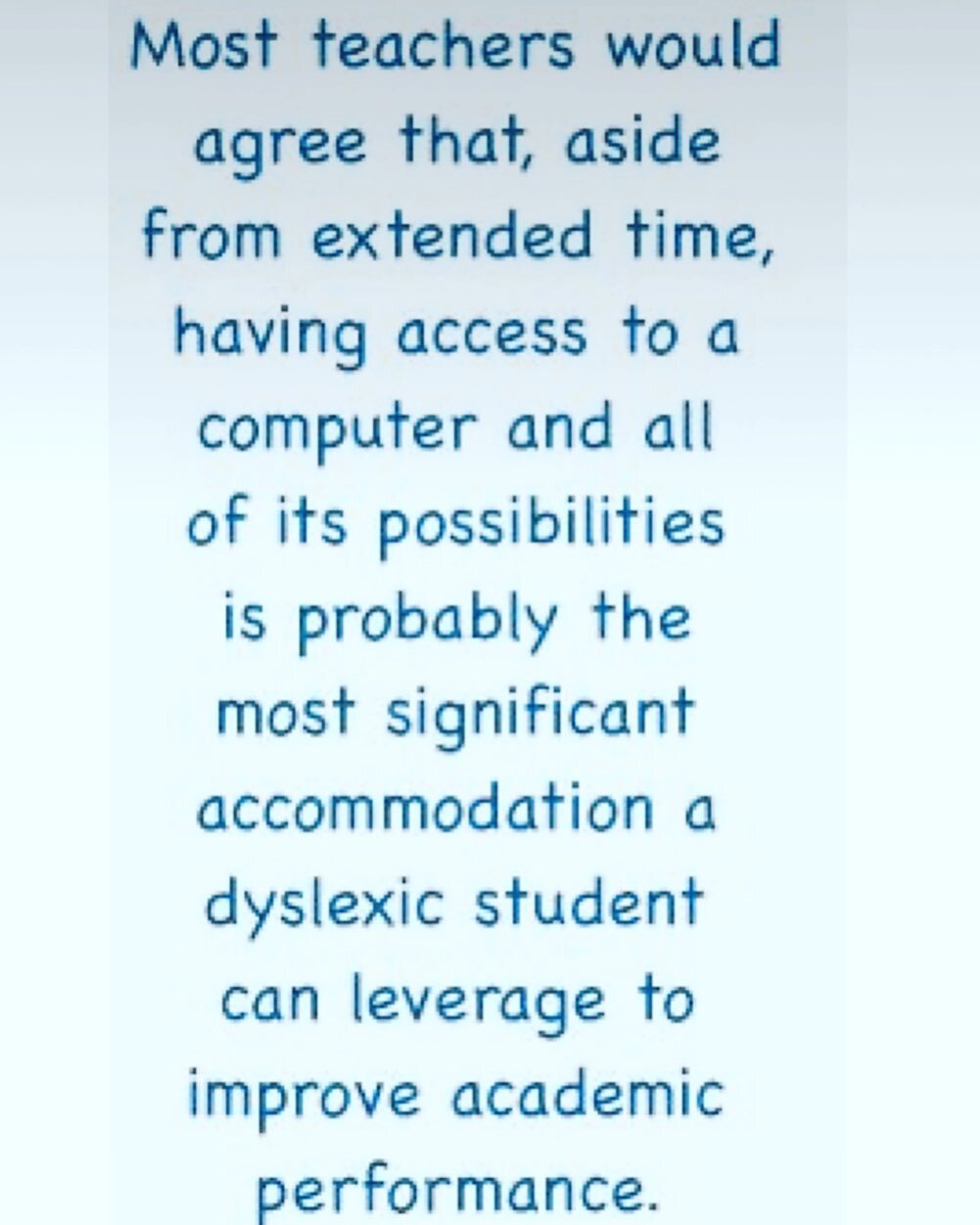 These are wise words from the Yale Center for Dyslexia and Creativity. Link in bio for more! #assistivetechnology #dyslexiasupport #leveltheplayingfield #technolgyisyourfriend #dyslexiateacher #dyslexiafriendly