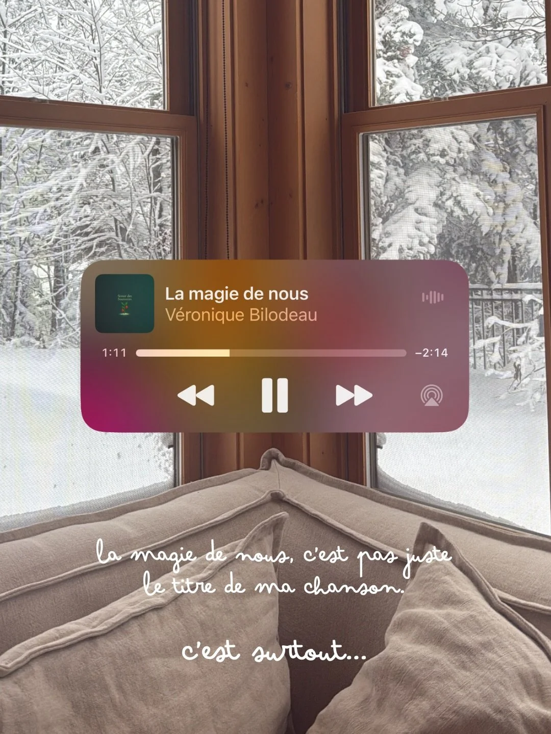 Merci TELLEMENT pour vos beaux mots sur ma nouvelle chanson de No&euml;l!!! ❤️

Je trouve &ccedil;a particuli&egrave;rement d&rsquo;adon que &ccedil;a s&rsquo;appelle &laquo;&nbsp;La magie de nous&nbsp;&raquo; - parce que chaque message que je re&cce