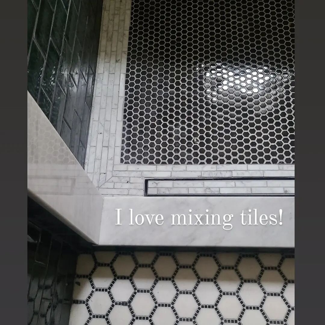 I love mixing tile combinations to create a beautiful design.  Not only does it create richness in a space, but it is a secret way to balance a budget as well!  Mixing a luxury tile into a field of budget tile can meet your budget goals with the look