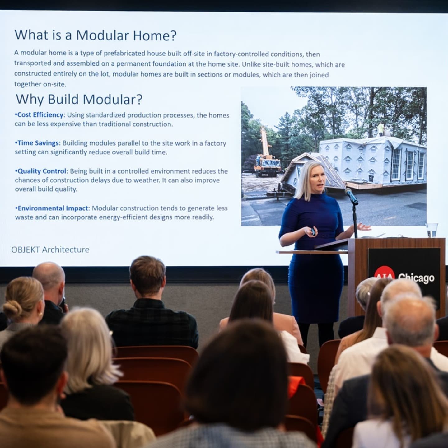 I had such a great time introducing my Custom Modular Georgian project at Chicago's CRAN Symposium.  It is a 10,000sf one of a kind home that I custom designed.  It was built in a factory and then delivered to the site in 10 boxes that were assembled
