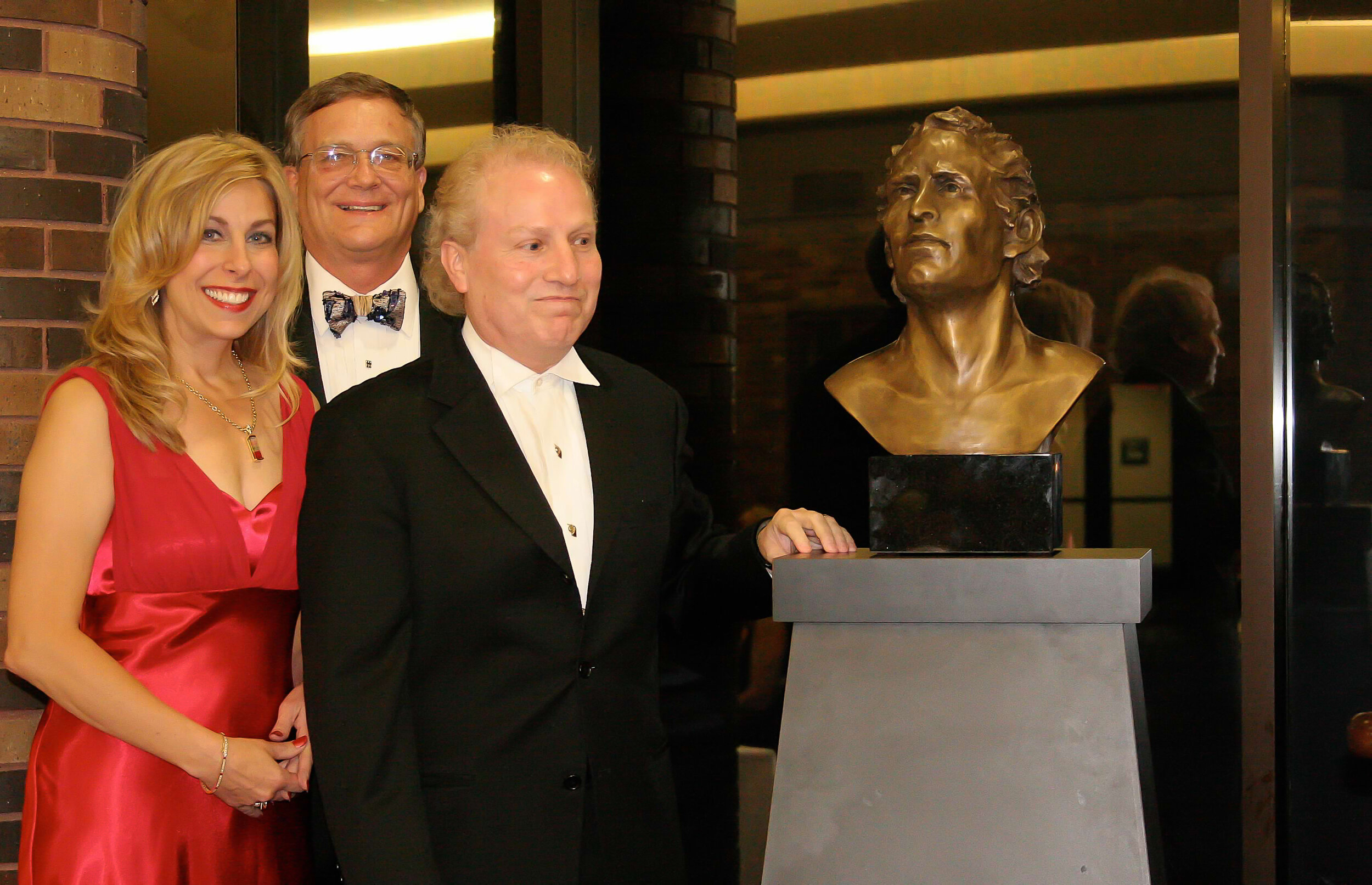 Left-Sculptor, Suzanne Johnson, Middle-Patron- William Hentgen- Right-Maestro Enrique Diemecke- Far Right- Presentation of the Commissioned Bronze Bust of the Maestro