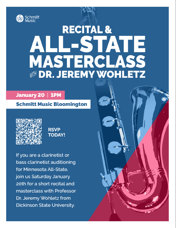 Solo recital and Masterclass at Schmitt Music