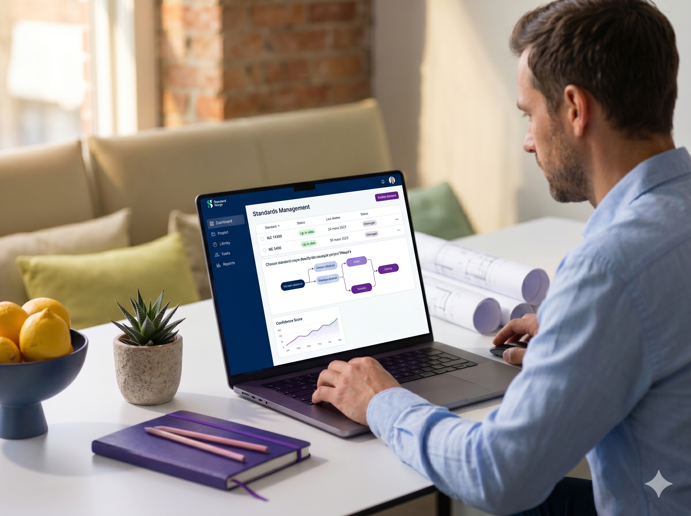 Standard Online digital buying journey for standards shown on a laptop