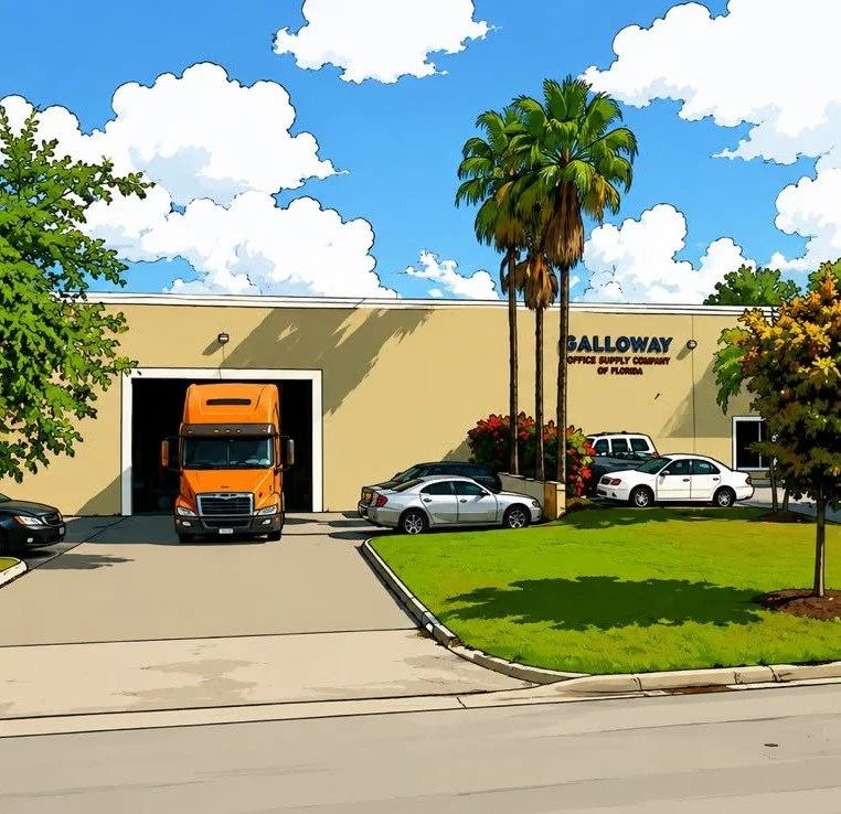Galloway Office Supply warehouse and delivery truck in Miami