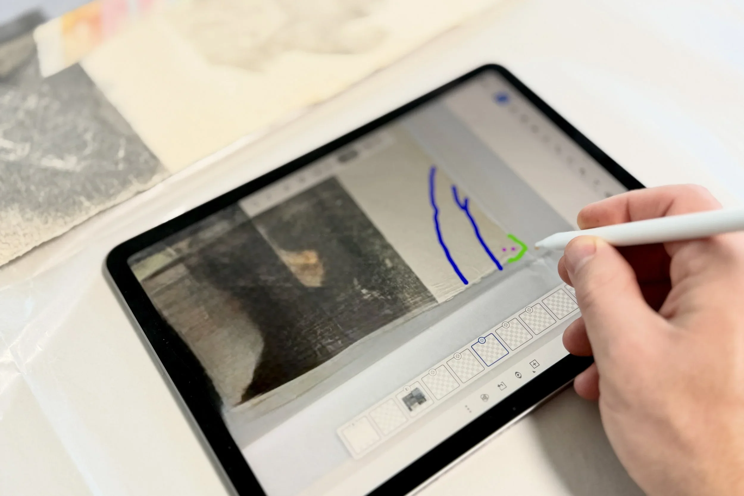 Condition mapping on a tablet beside the work