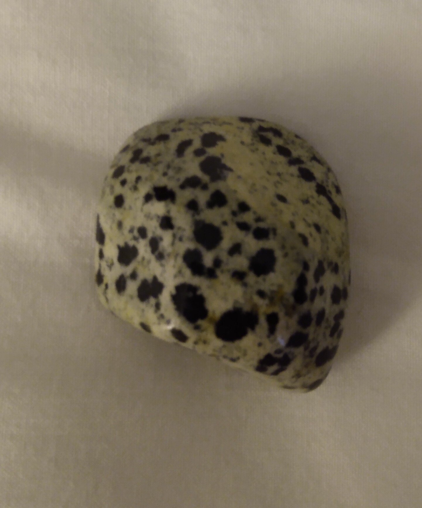One of my favorite stones! The Dalmatian Stone encourages a sense of playfulness and encourages self-confidence. It’s good for grounding. I keep this stone on my bedside table. Photo by author.