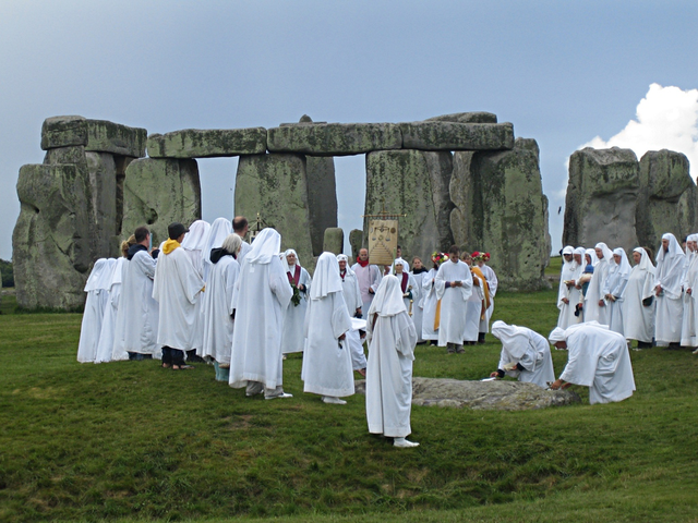 Druids preforming a ritual at Stonehenge. Photo by Sandy Raidy