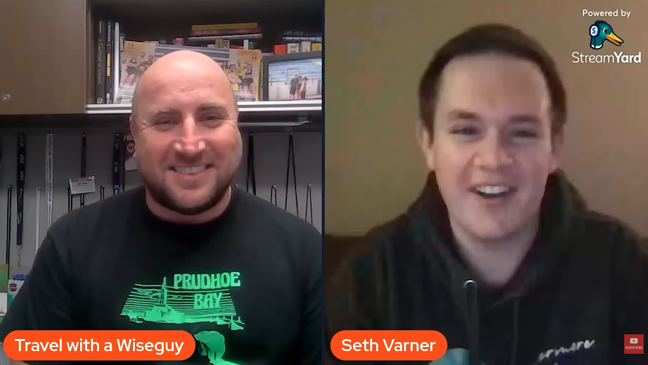 2/11/25; Travel with a Wiseguy (YouTube): 
He's documenting EVERY TOWN in EVERY STATE! ||| Interview with Seth Varner, Wandermore Publishing