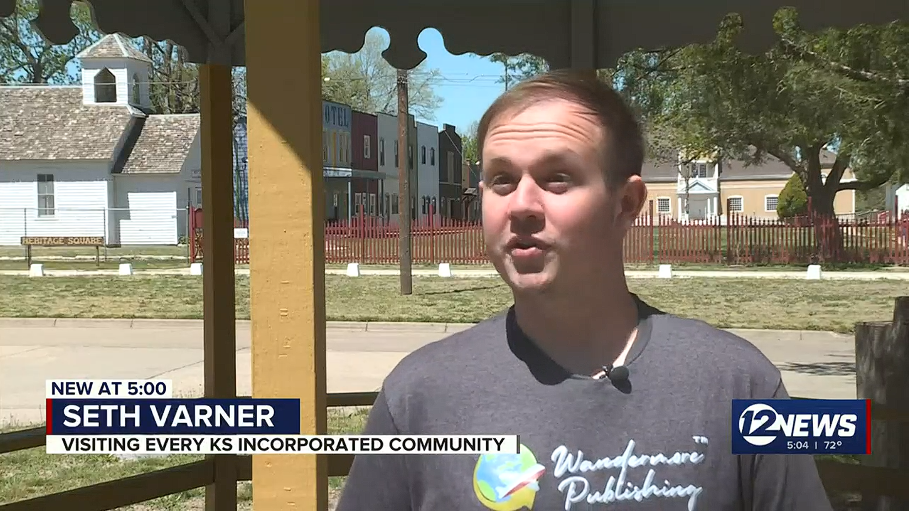 5/2/23; KWCH 12 News (TV): Nebraska man visiting every town in Kansas as part of unique journey