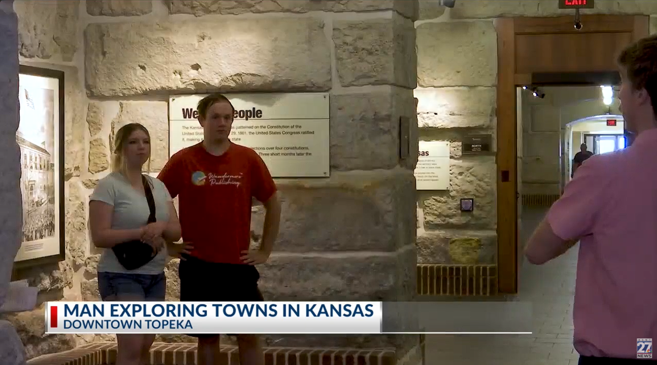 6/9/23; KSNT News (TV): 
23-year-old adventurer explores every incorporated town in Kansas