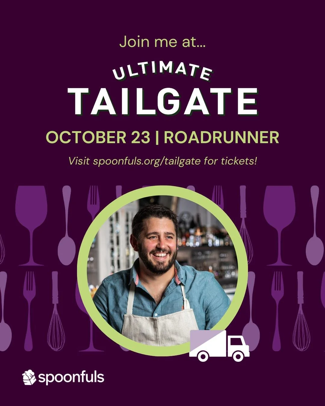We can&rsquo;t wait to cook at Ultimate Tailgate on October 23! Join Chef @wdgilson at  @roadrunnerboston for a delicious, fun, and impactful night to support @spoonfulsfoodrecovery in their mission to fight food waste and hunger. Visit spoonfuls.org
