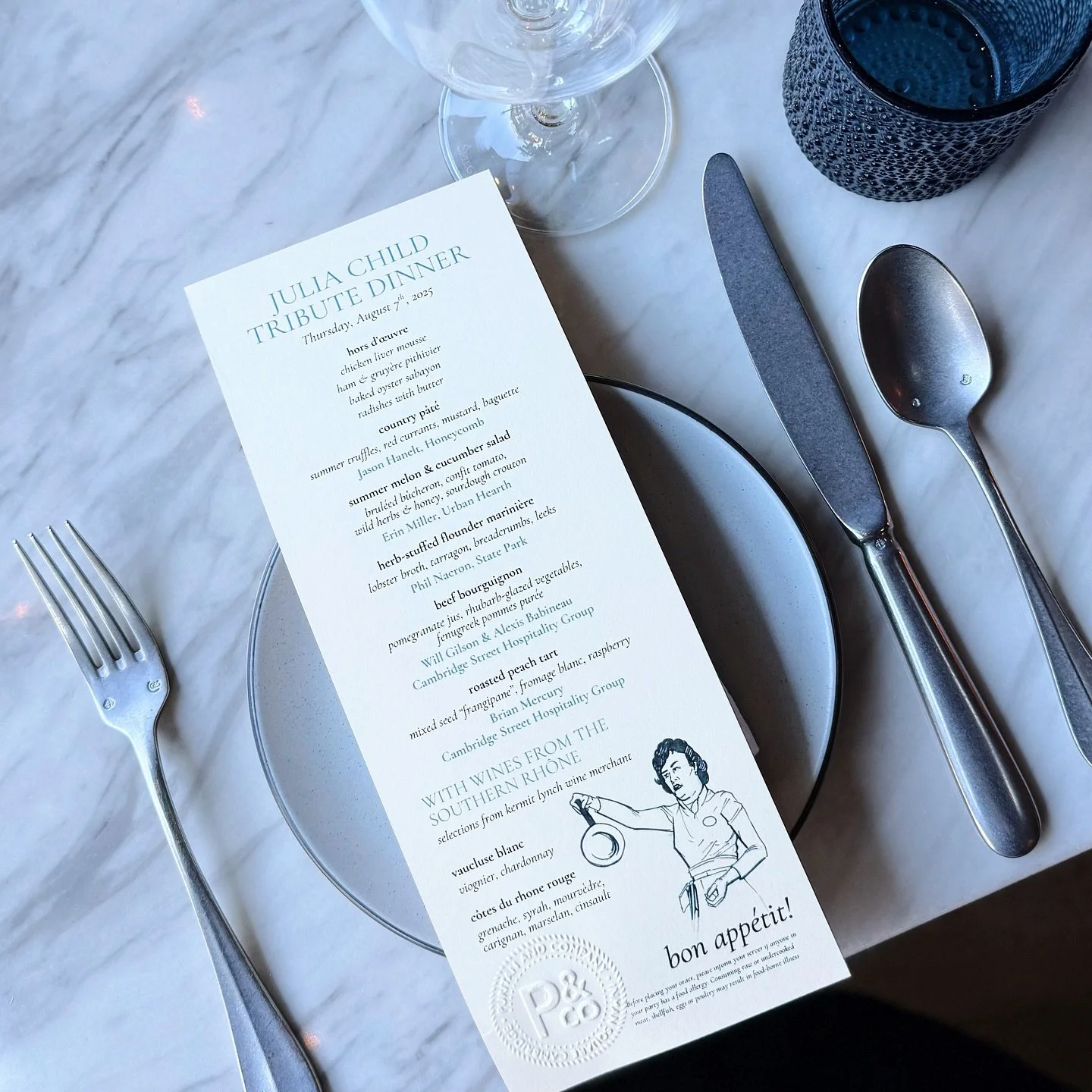 We're closed tonight for our 12th Julia Child Dinner!