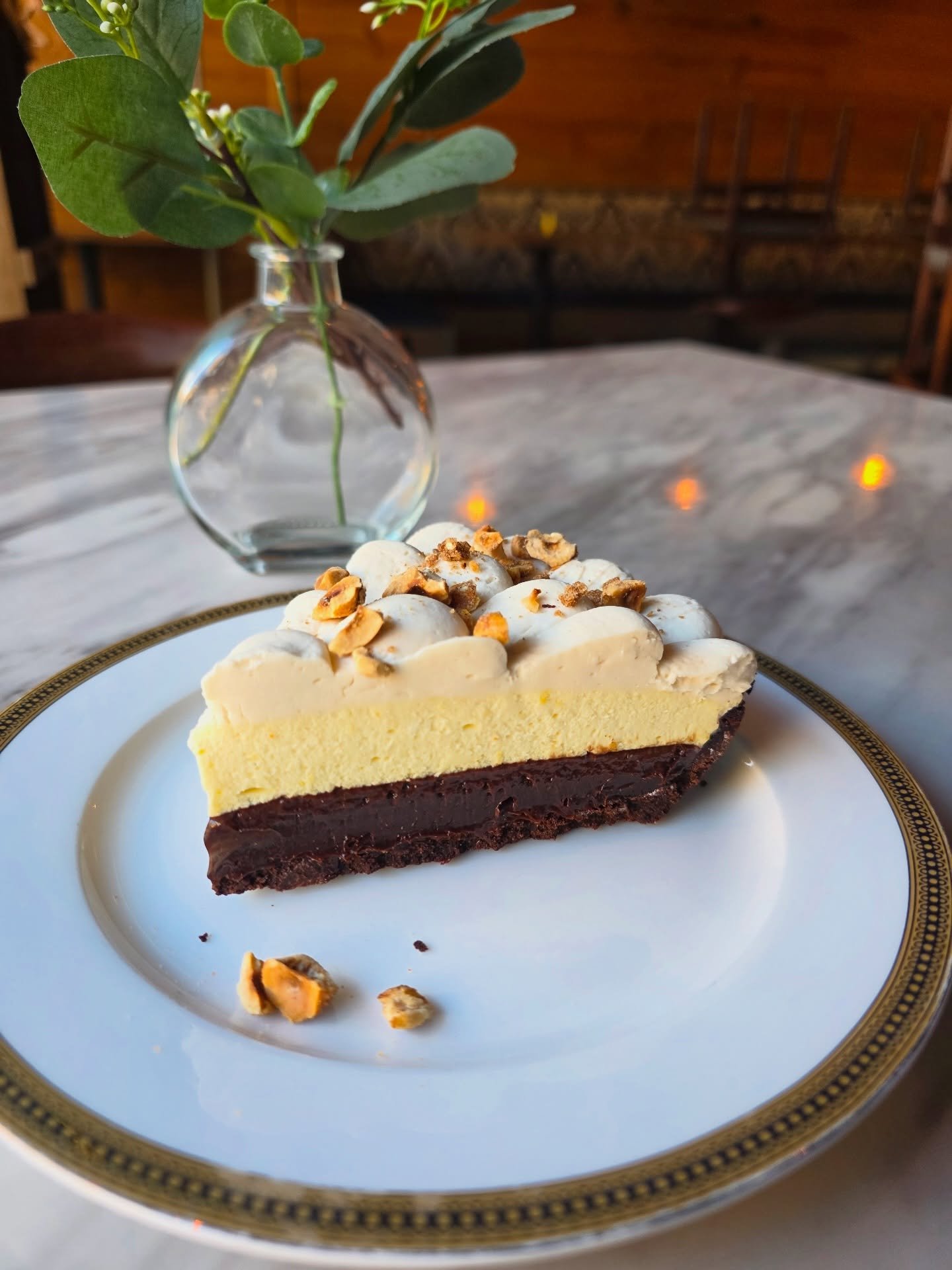 Chef Yen is kicking off the weekend STRONG with this orange-chocolate-hazelnut cream pie. We saved you some, but you better get here quick!