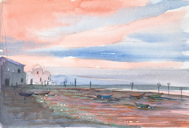 Mykonos 8 p.m.
Watercolor