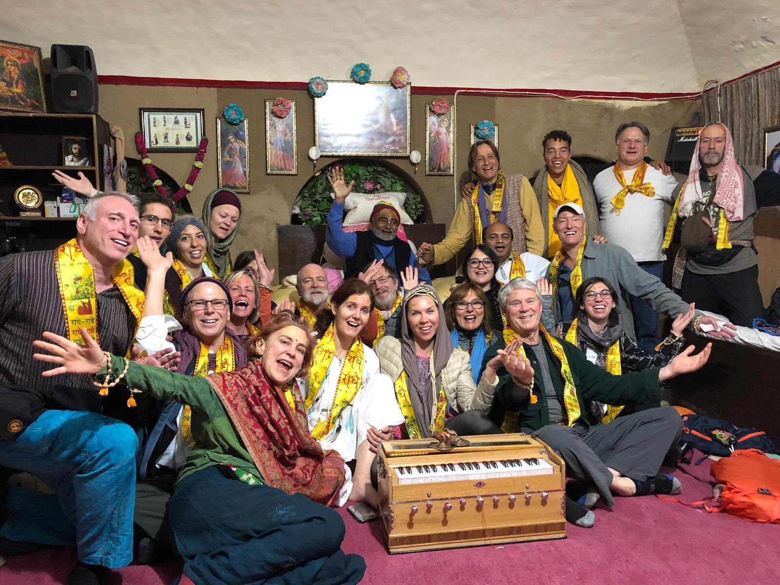 After kirtan in a sacred ashram in Vrindavan. 