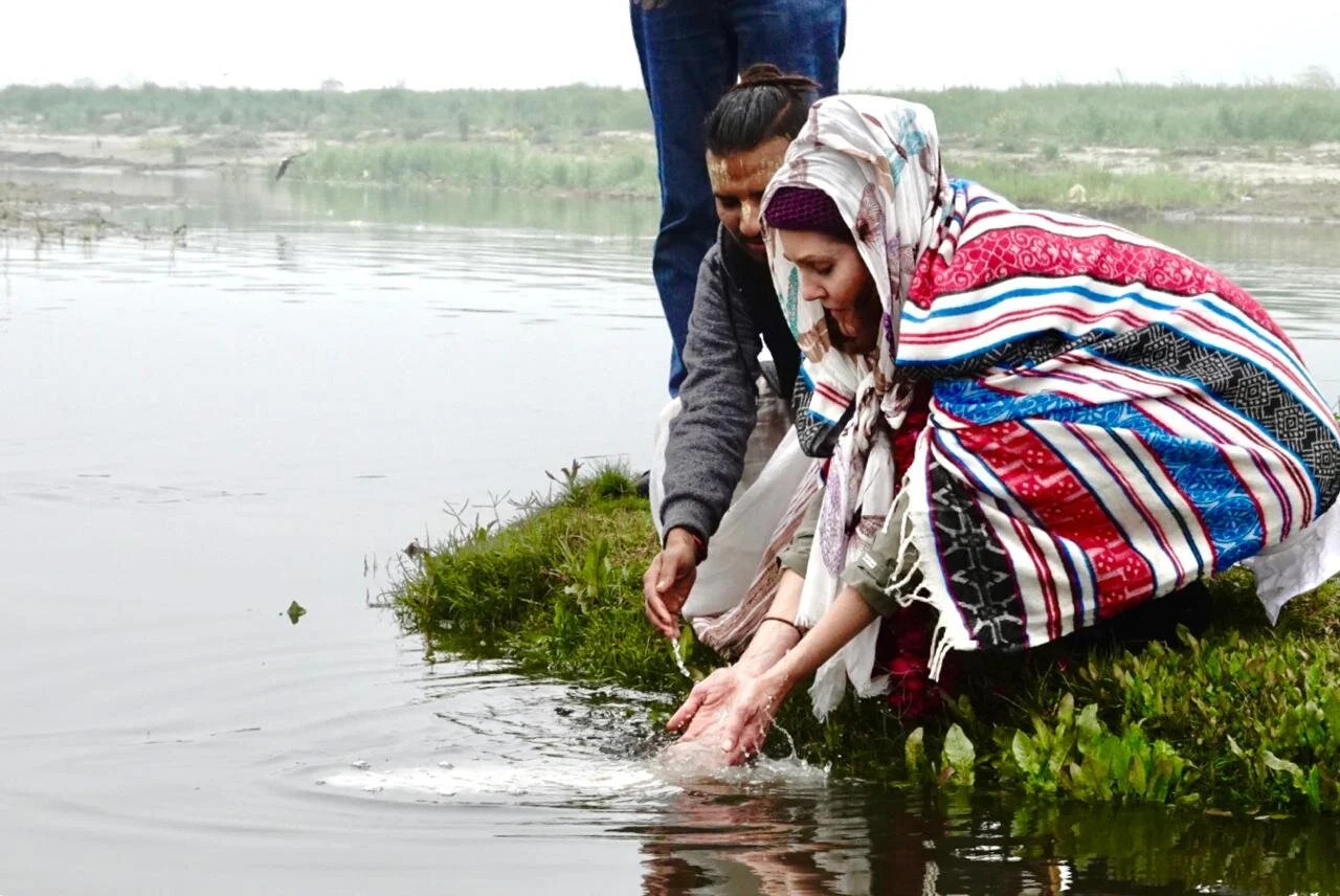 Sacred ritual at the Yamuna River in Vrindavan. 