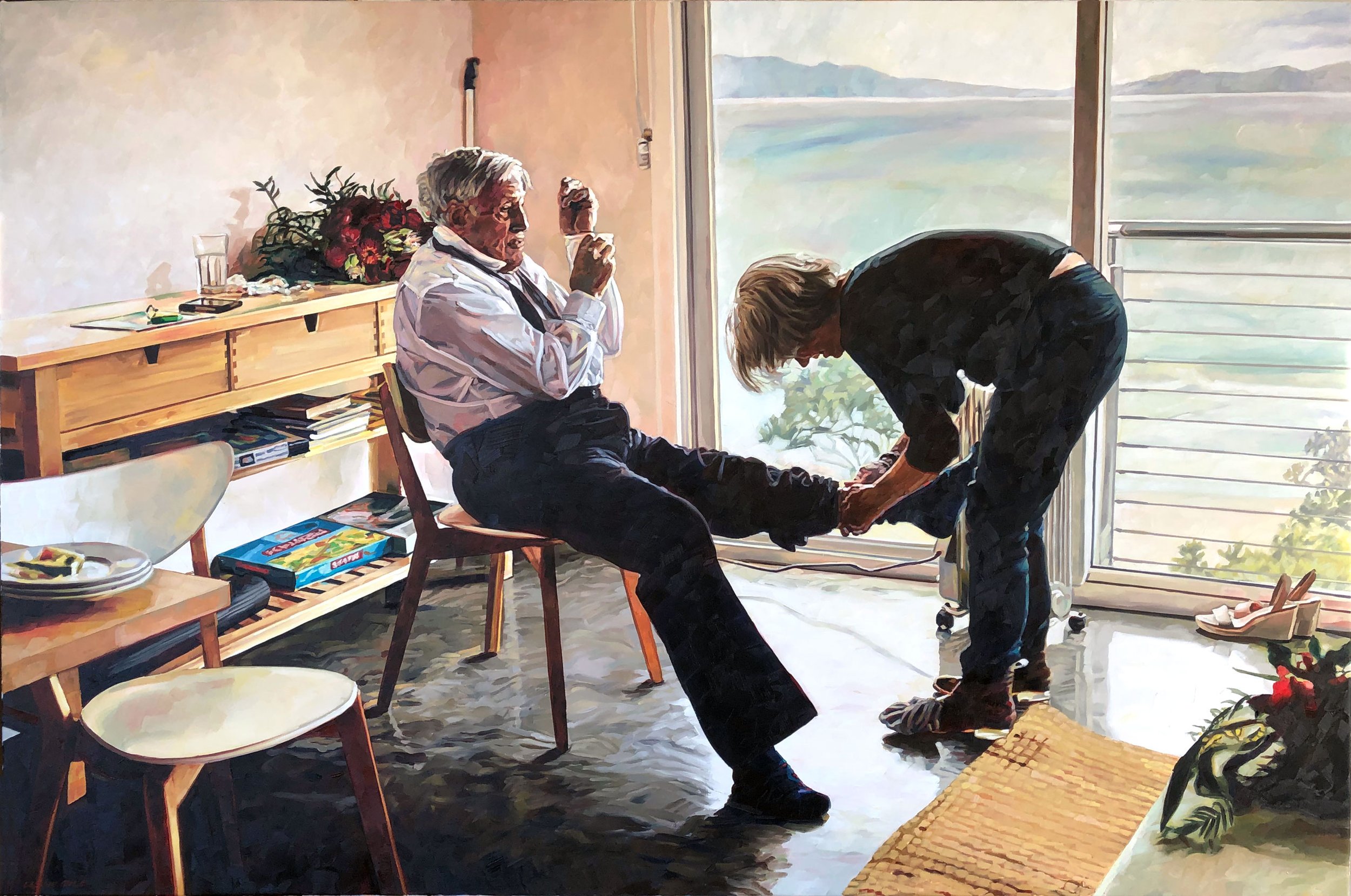 Preparing For the Wedding. (Willi and Jennifer) FINALIST Portia Geach Memorial Award for portraiture by women artists 2019, S H Ervin Gallery, Sydney. Oil on canvas. SOLD.
