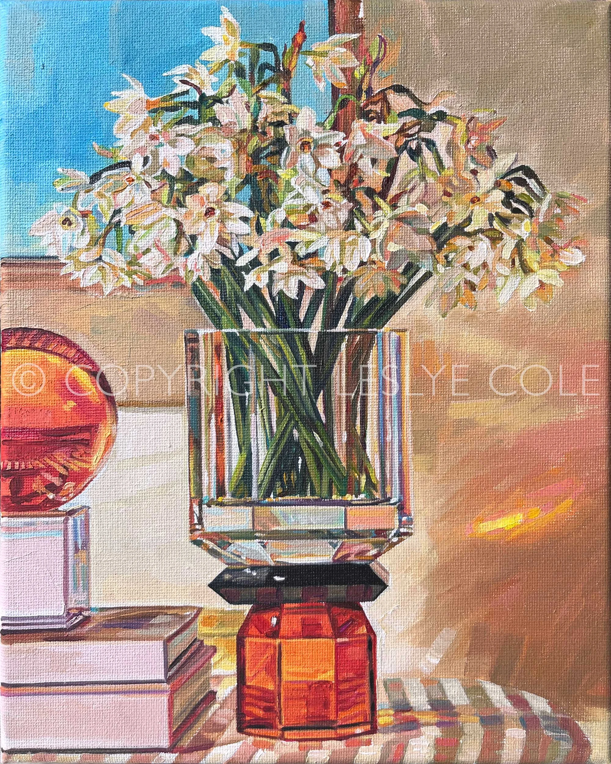 Jonquils in Cut Glass Vase. Oil on canvas. 8" x 10" (20 x 25 cm).