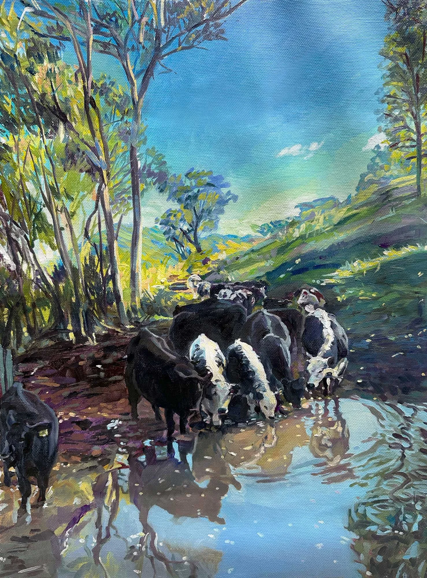 Drinks at Shady bGully. Oil on canvas, 41 x 31 cm.