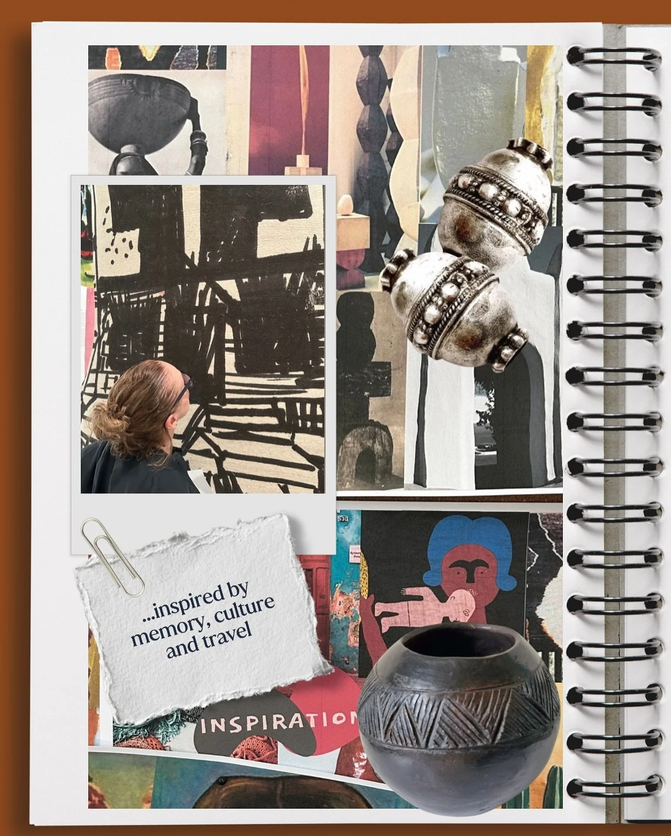 #inspiration
It&rsquo;s funny how collected treasures find their way into my art.
Sometimes it&rsquo;s the curve of an African mud vase I picked up at a roadside stall in Lesotho &mdash; it&rsquo;s travelled continents with me for nearly 40 years (to