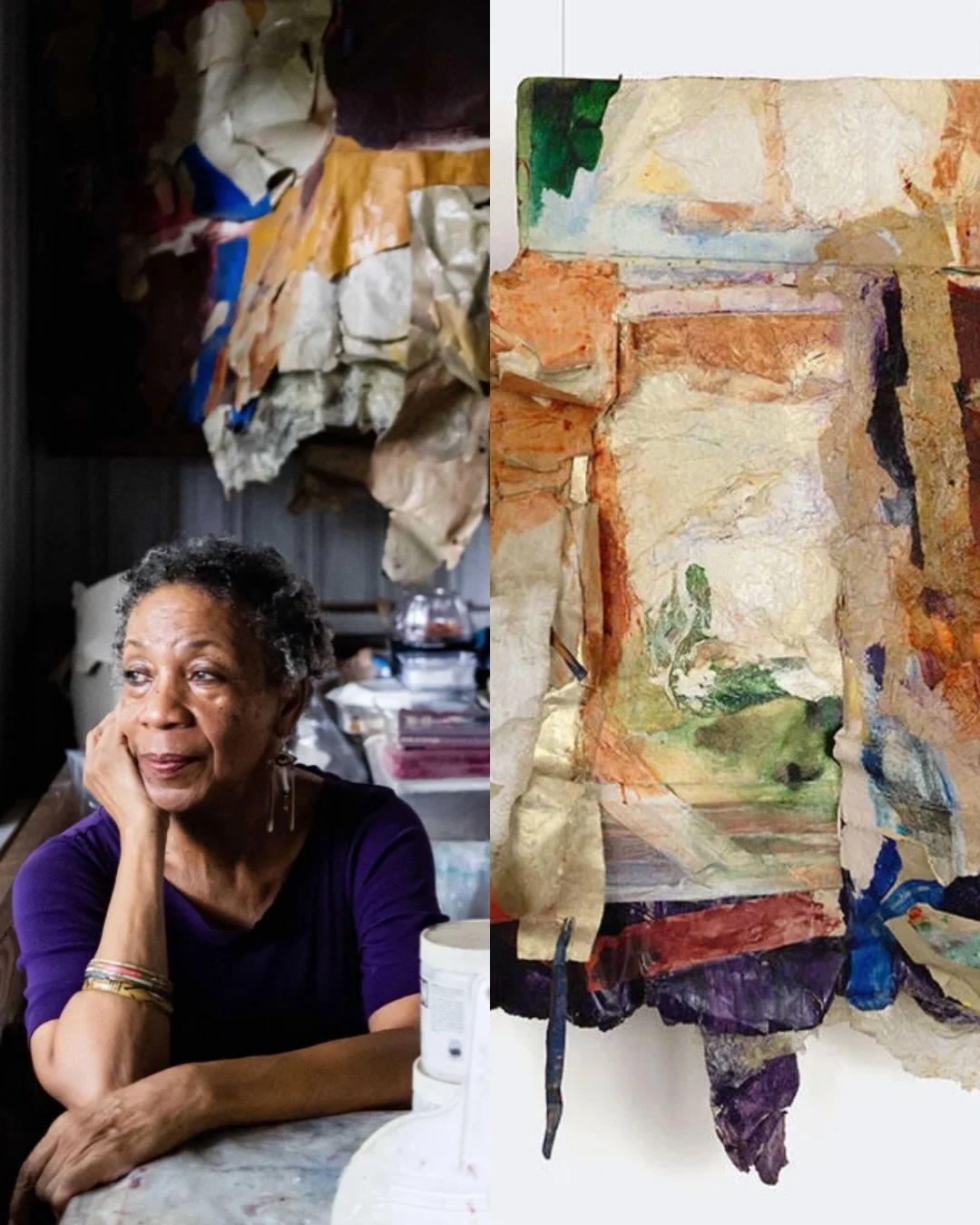 #mondaymuse - &lsquo;&rsquo;There&rsquo;s really only one place in the world where love and peace and beauty are given&hellip; and it&rsquo;s in the arts.&rsquo;&rsquo; - Suzanne Jackson. b. 1944, St. Louis. I LOVE her layered paper and mixed media &