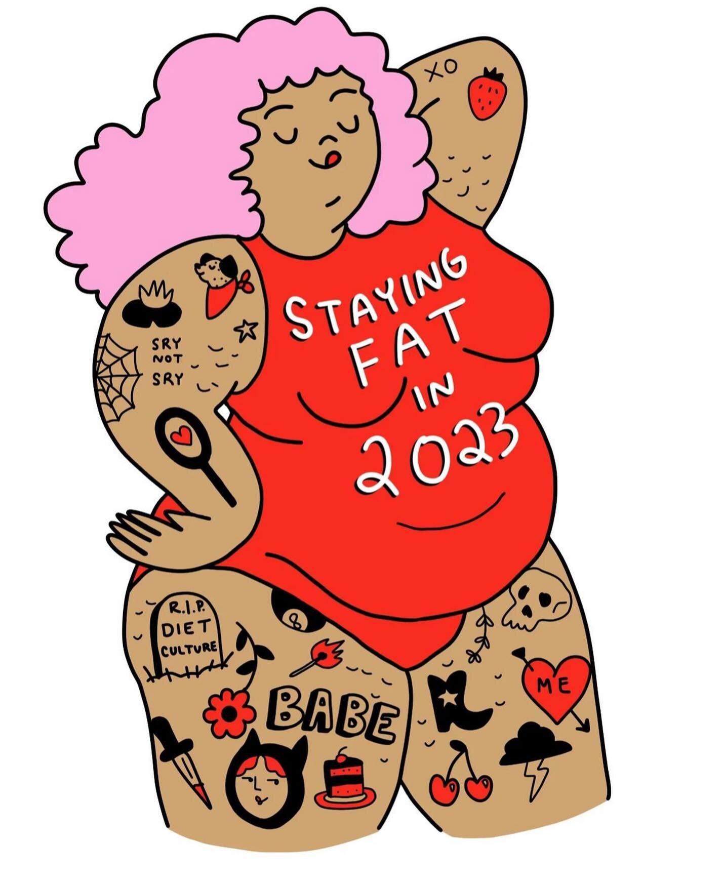 Continuing the tradition with posting a yearly reminder that we are a fat positive, size inclusive space. 💜 

Hoping we can all continue to find space within ourselves for self love and body love. 😍

Art by @art.brat.comics 🎨