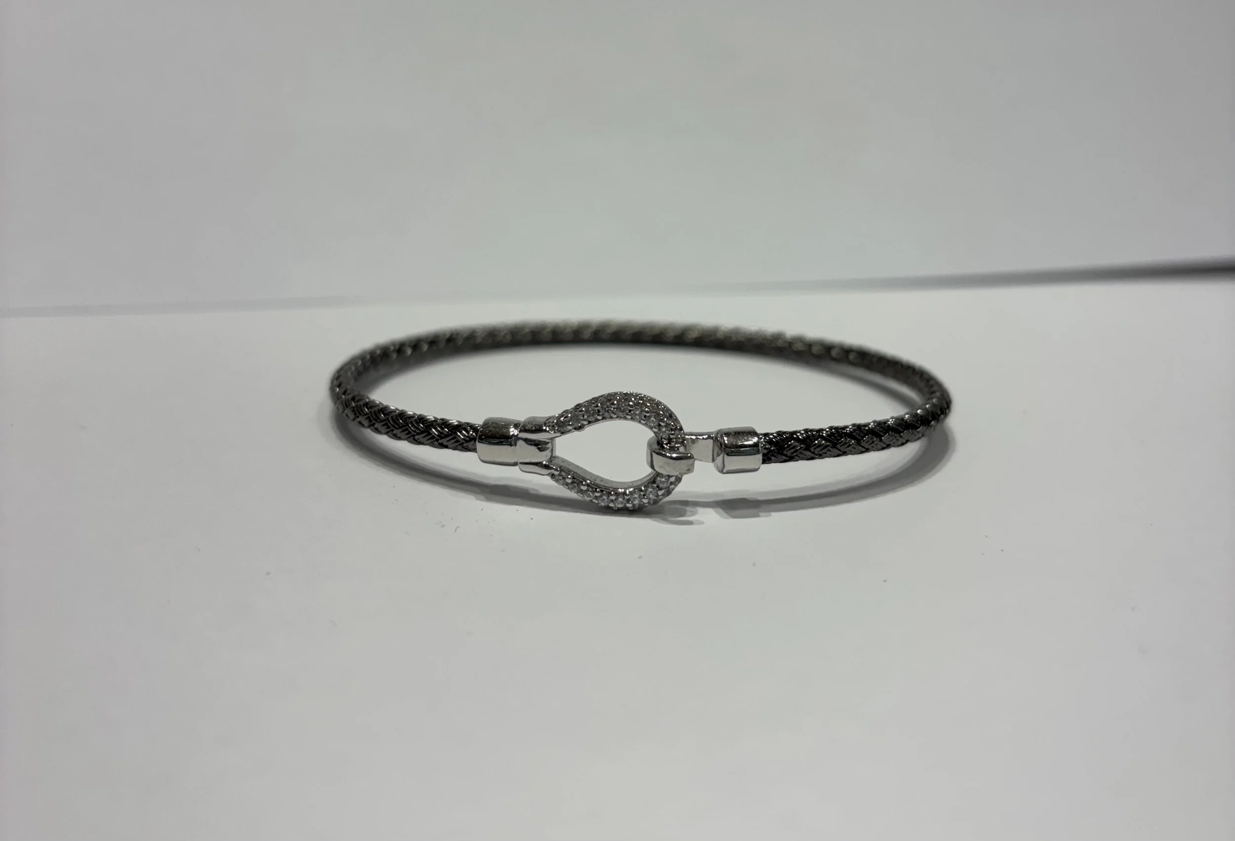 Bracelet Argent Noir Crochet Oxydes