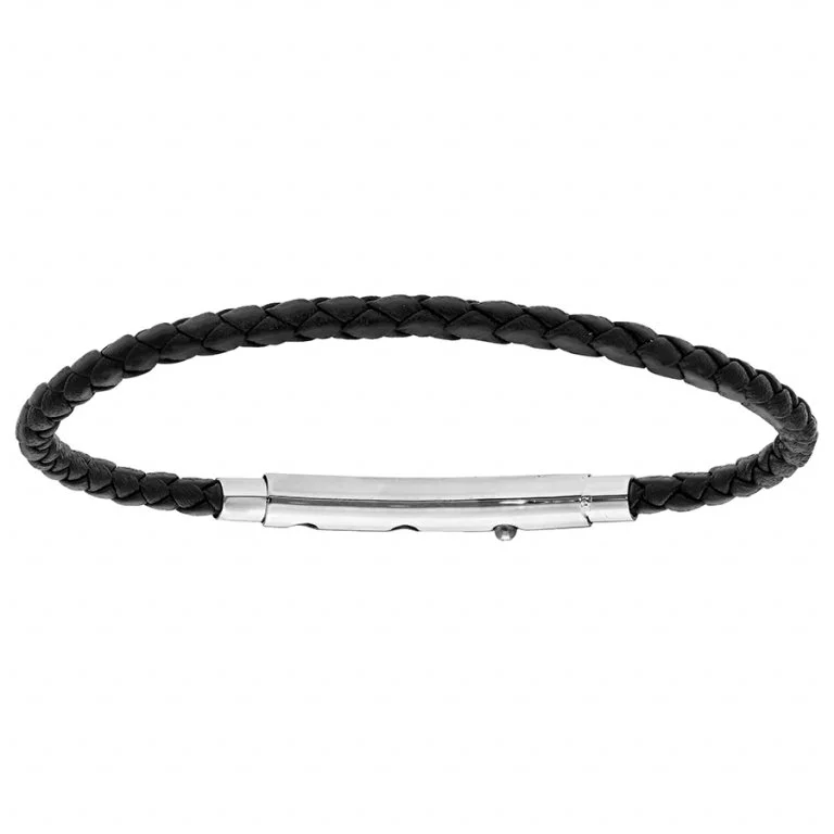 Bracelet Cuir Noir 17,5 cm
