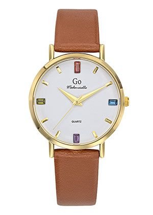 Montre Femme CROTON Quartz Dorée, Bracelet Cuir Marron - Neuve Sans étiquette