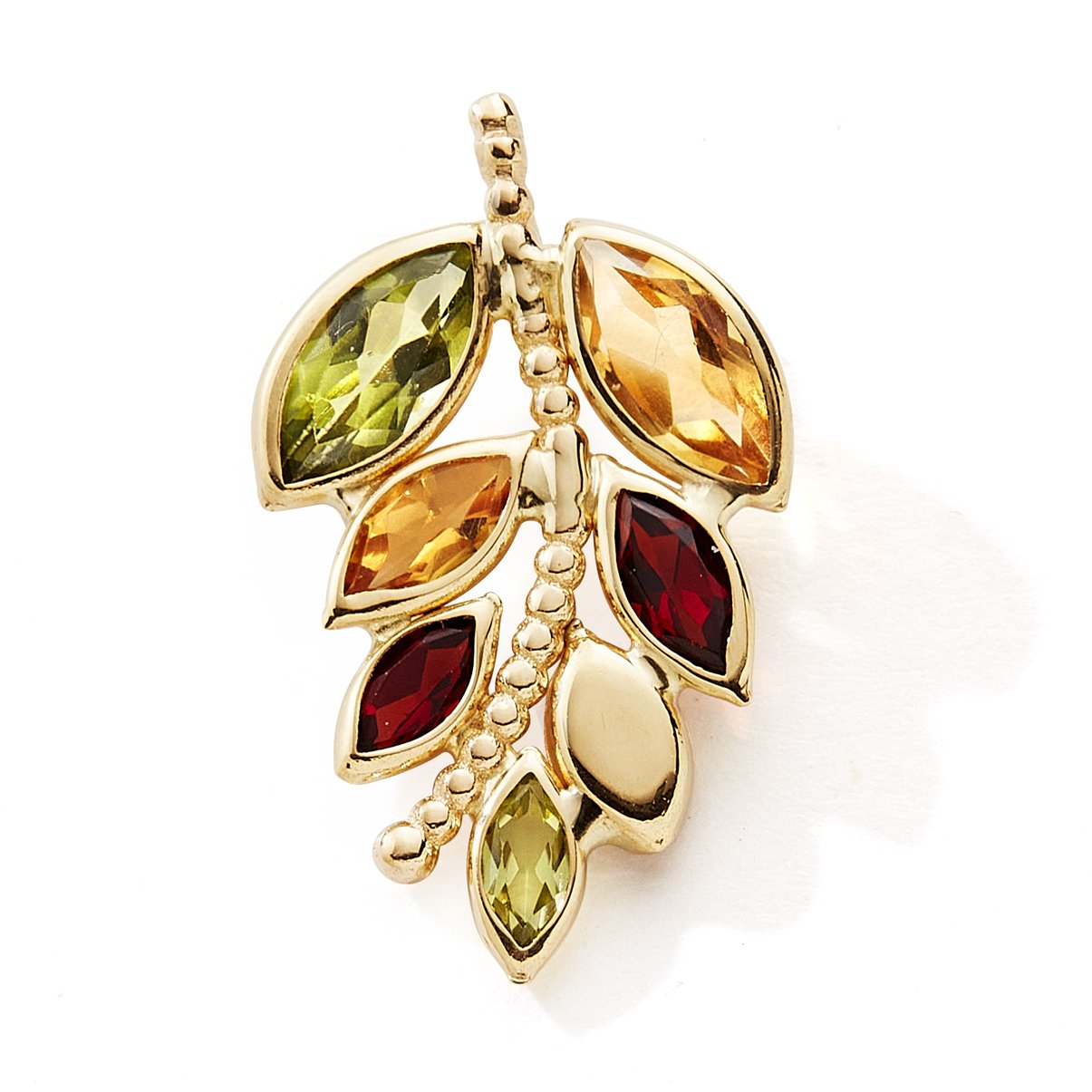Pendentif Feuille Pierres Fines