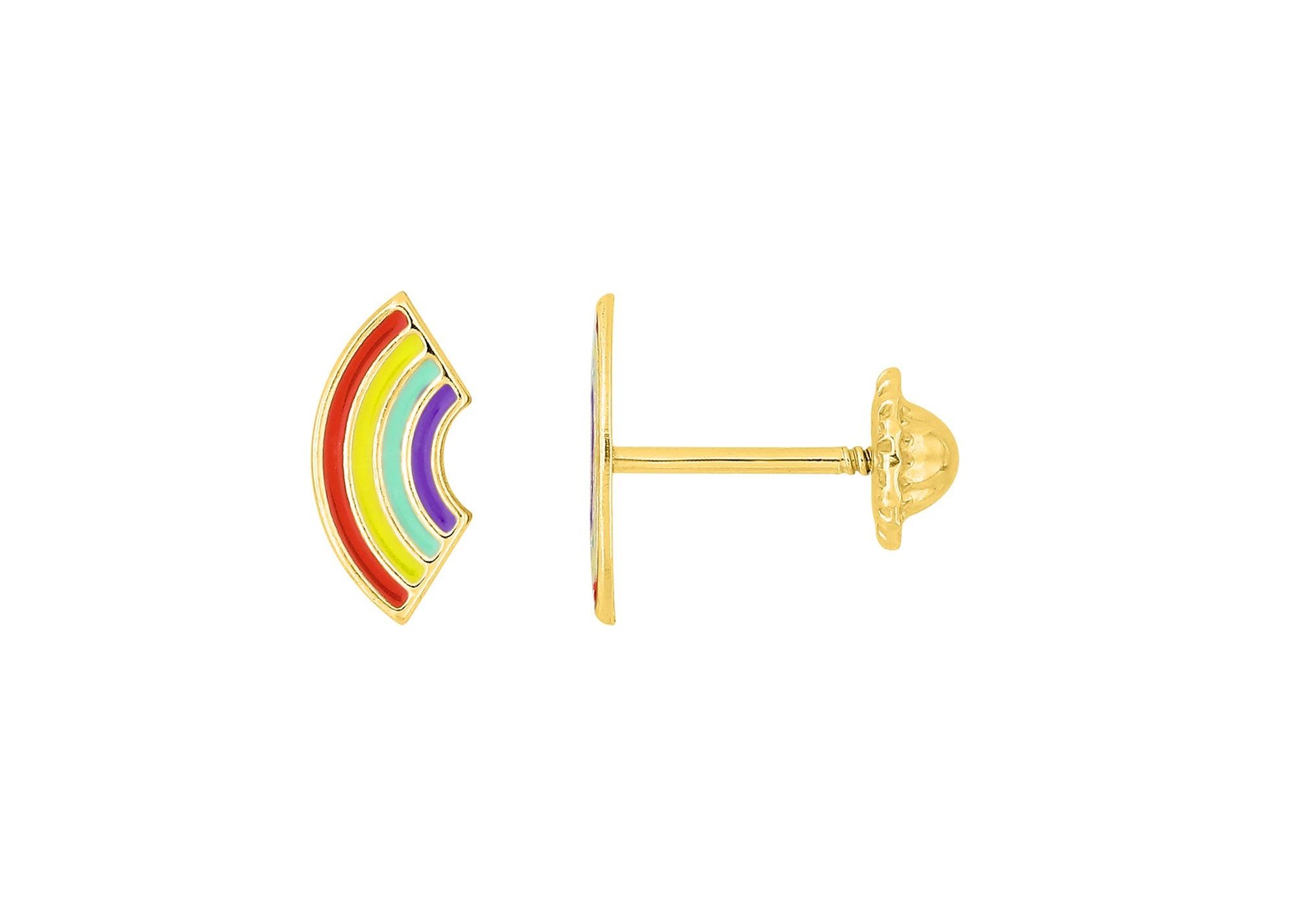 Boucle d'Oreille Arc en Ciel Laqué Couleur Système à Vis