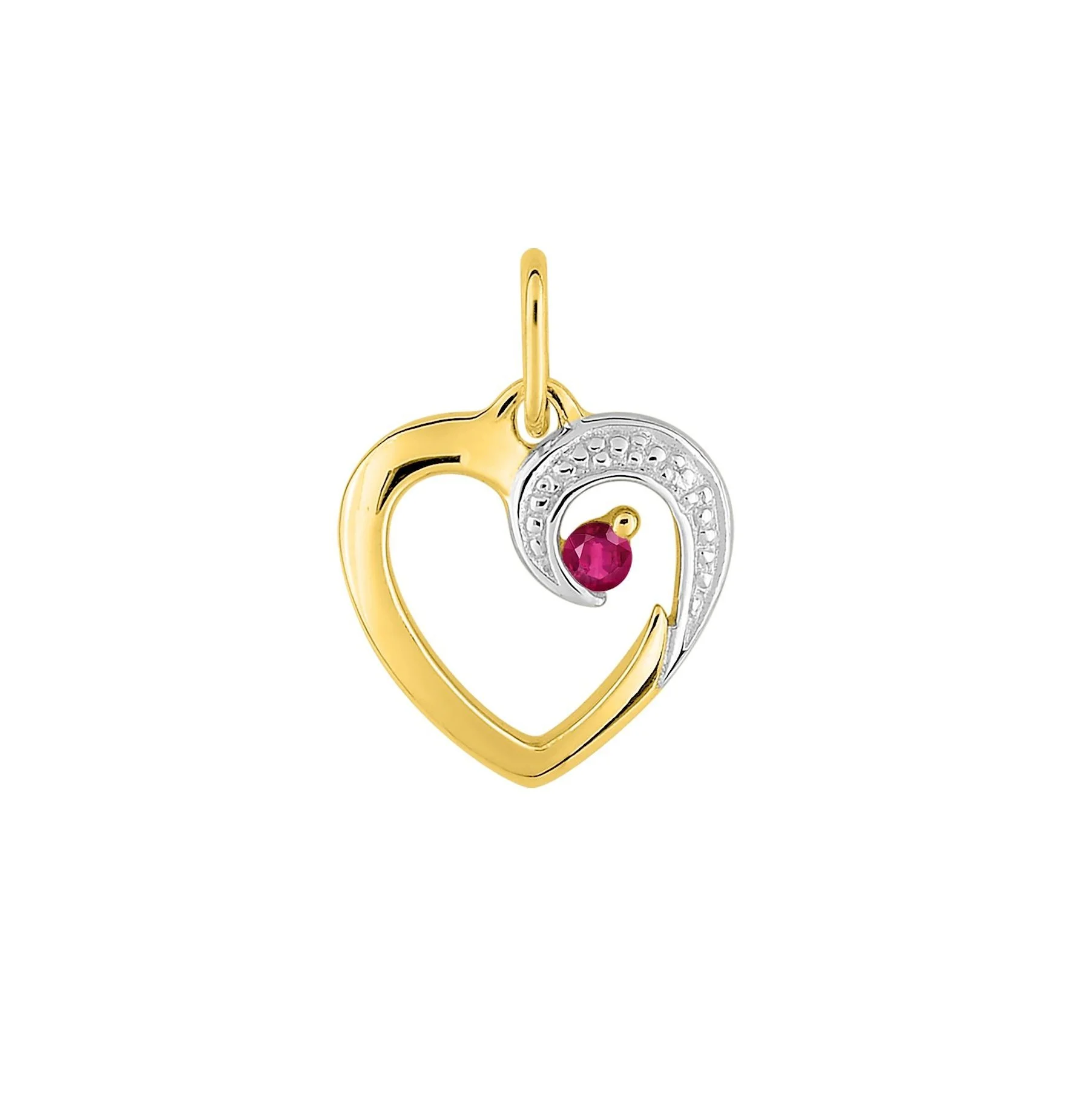 Pendentif Coeur Rubis Bicolore