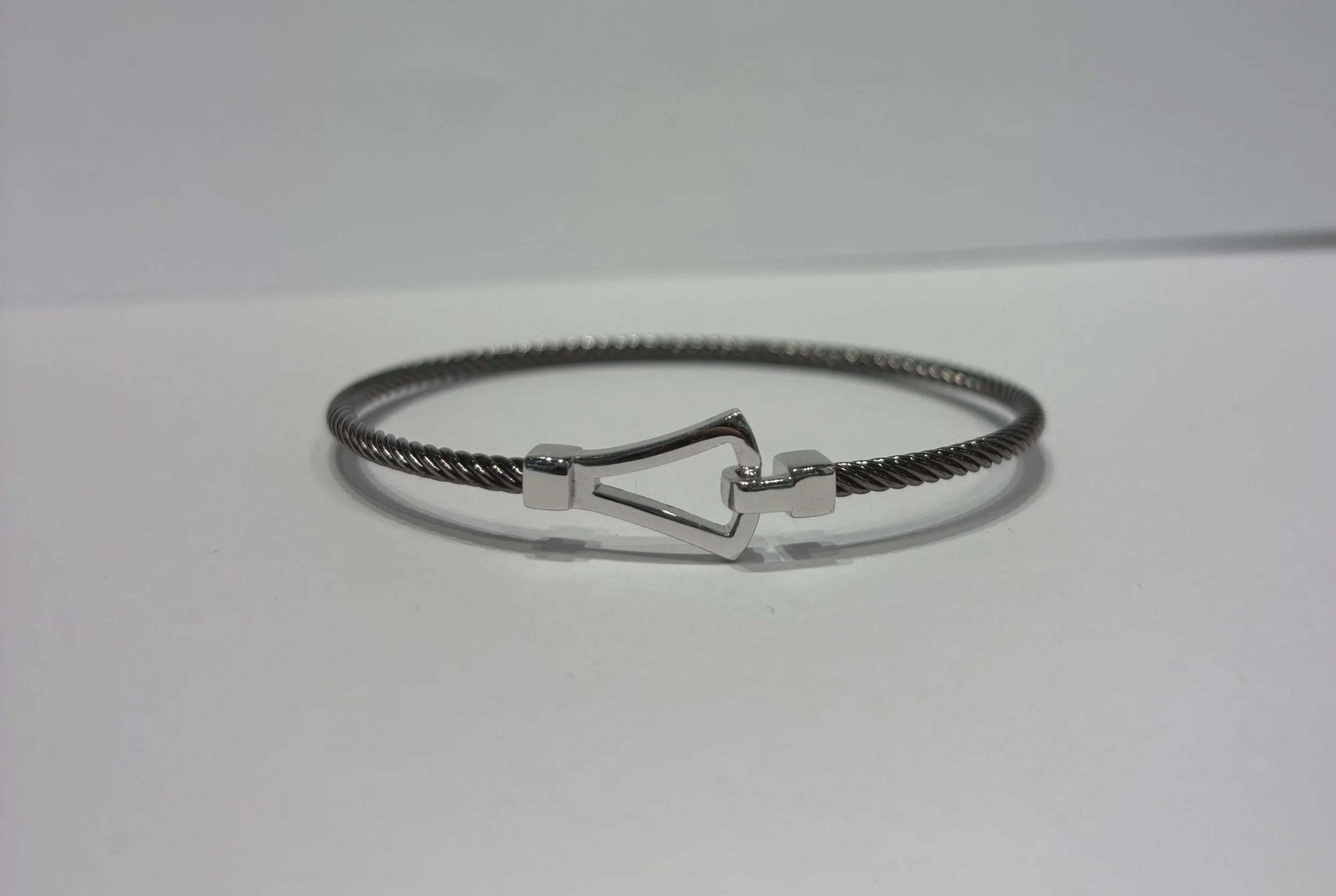 Bracelet Argent Noir Motif Rectangle