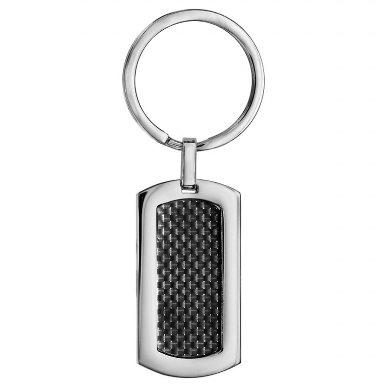 Porte Clef Acier Rectangulaire avec Carbone