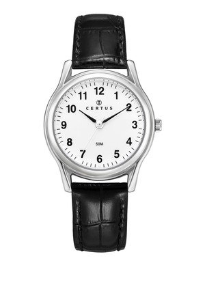 Montre Certus Acier Bracelet Cuir Noir
