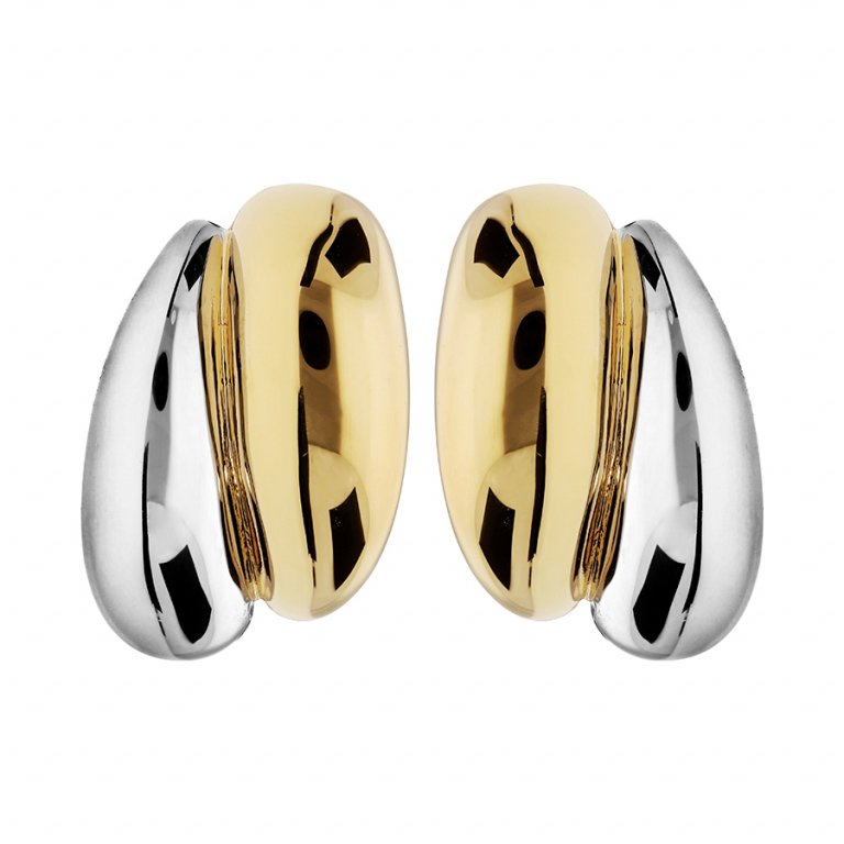 Boucle d'Oreille Clip Placage Bicolore