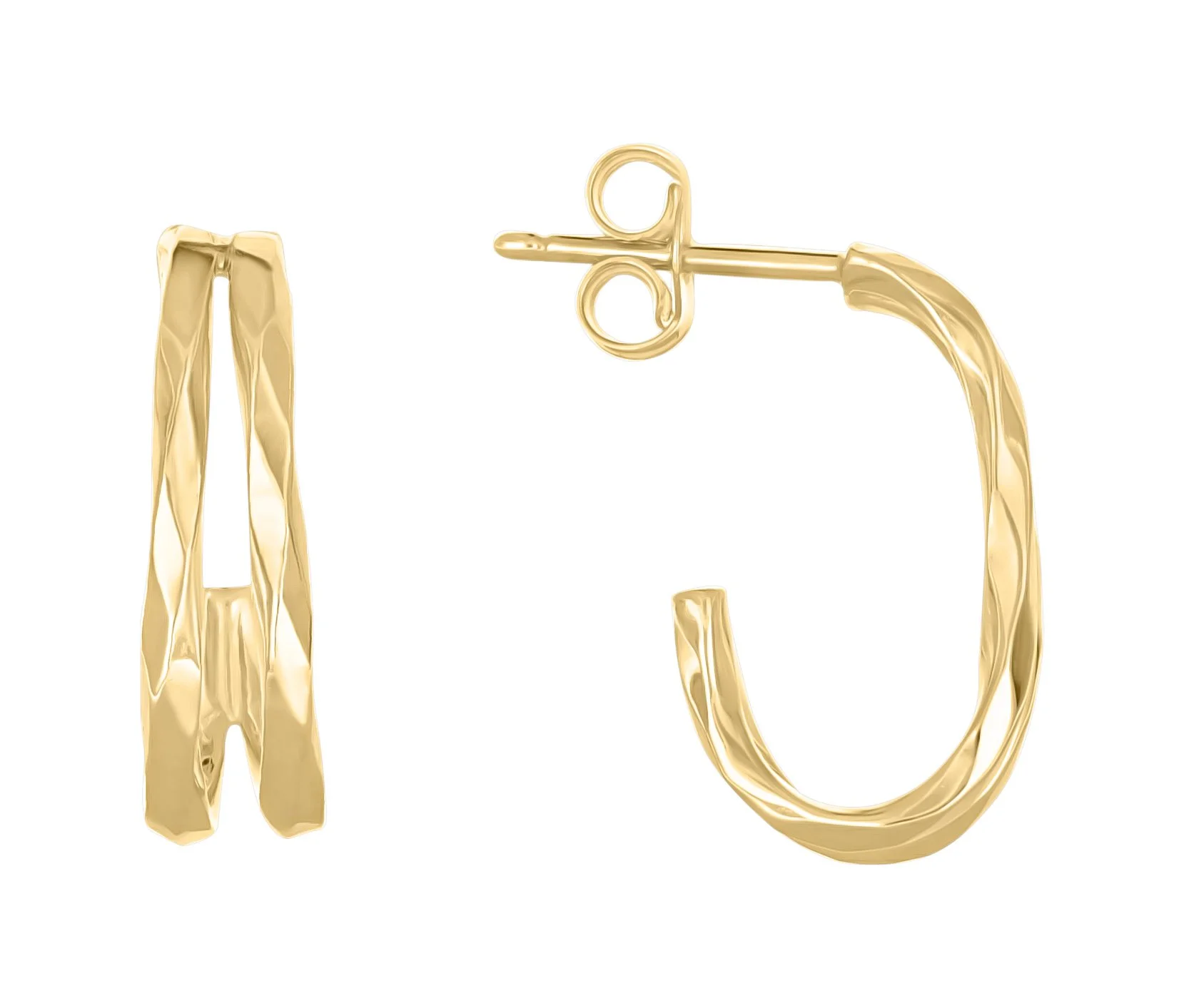 Boucle d'Oreille 1/2 Créole 2 Fils Diamanté